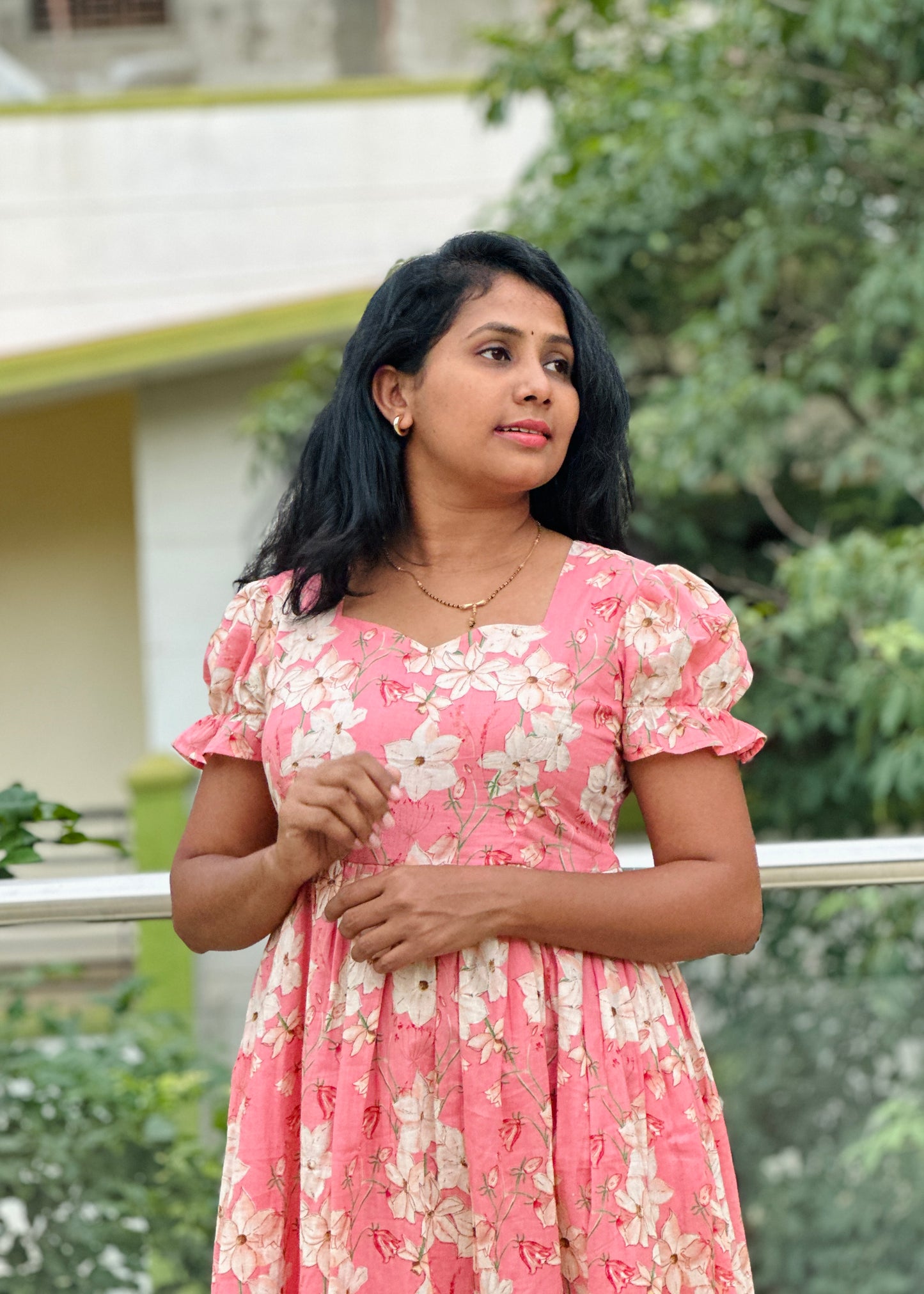 Peach Garden Midi Dress