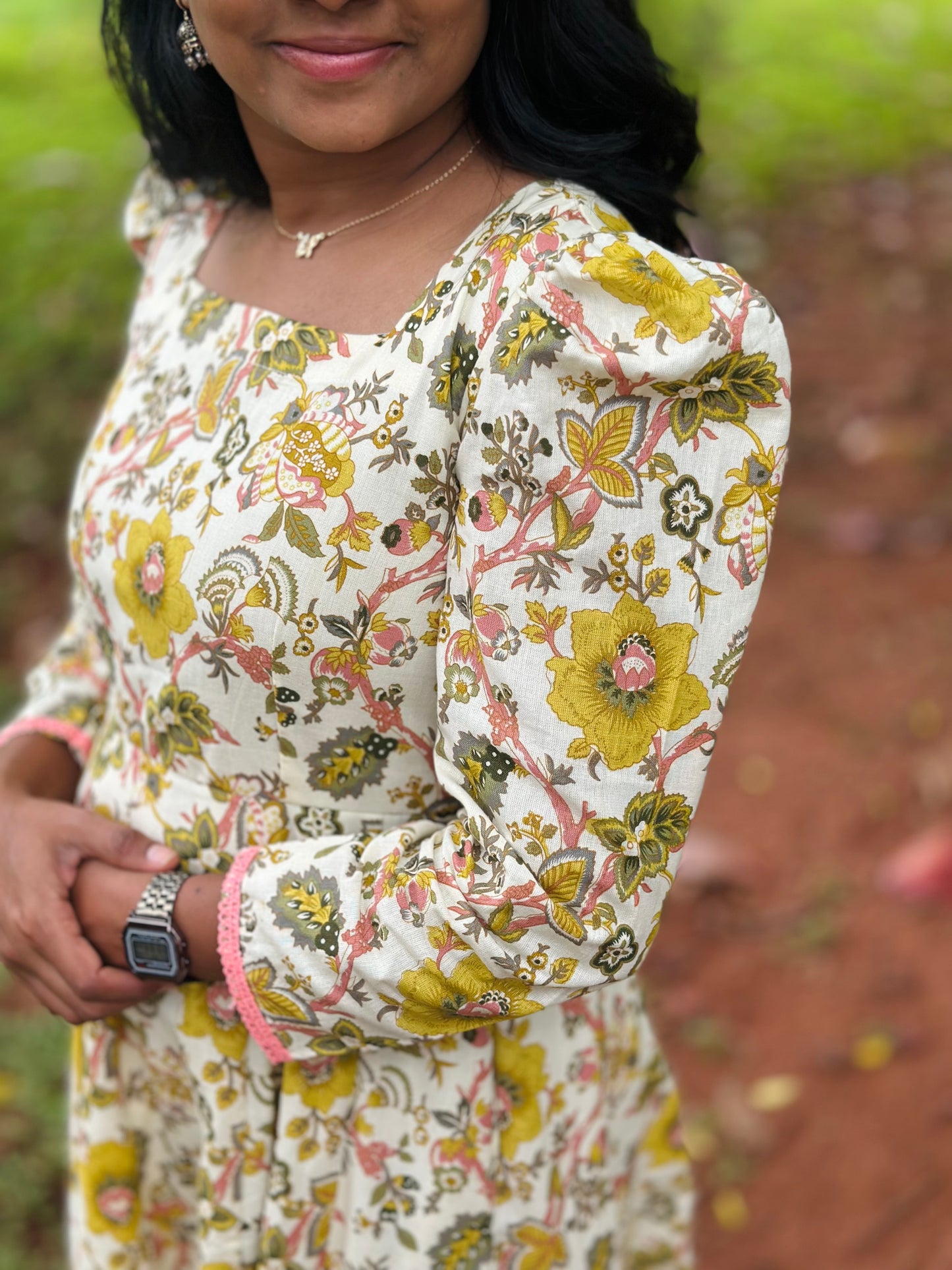 Yellow Floral Kali dress-Immediate Dispatch