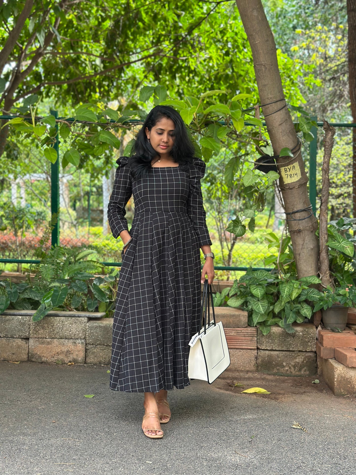 Black Checks Kali dress-Immediate Dispatch