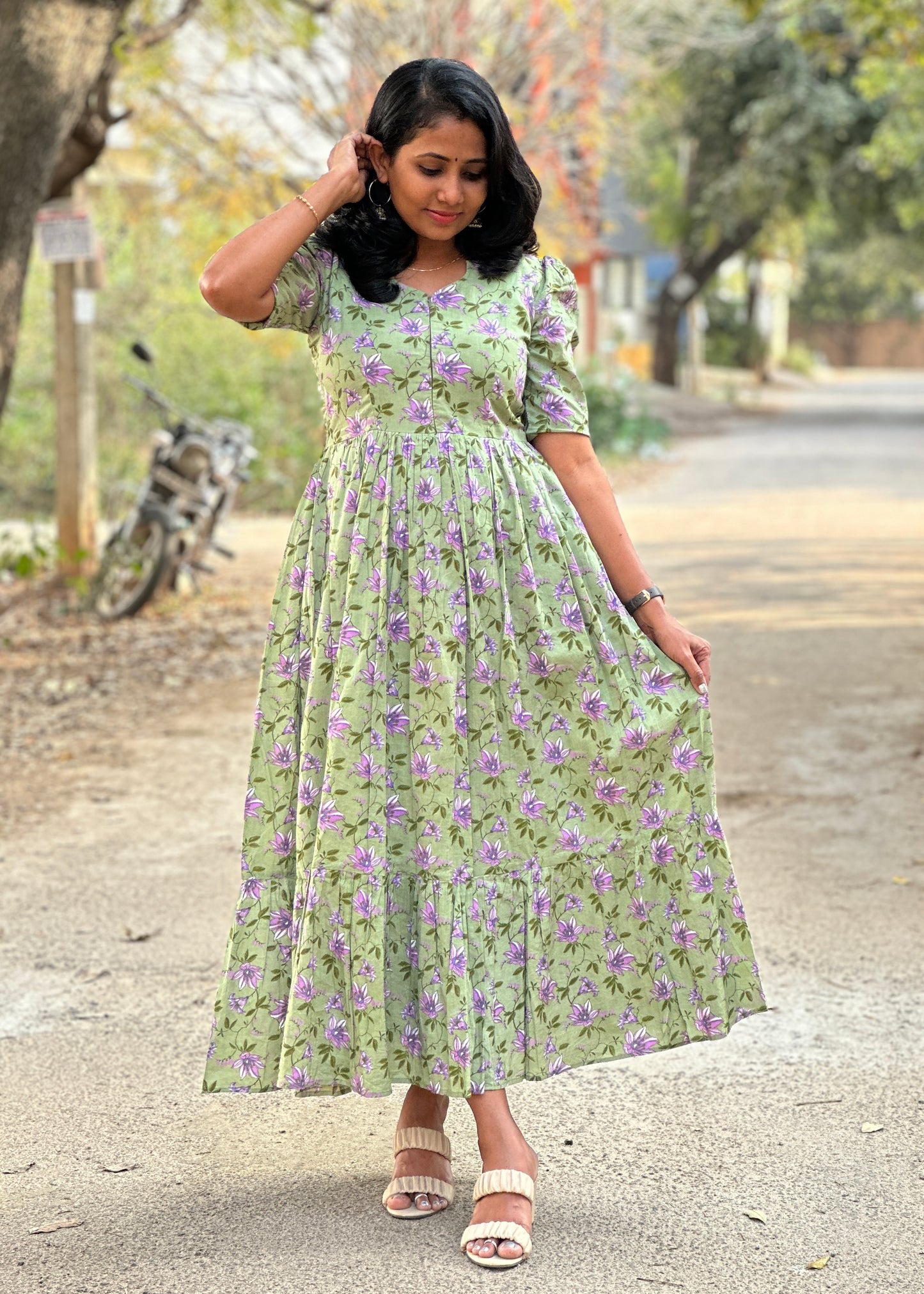Darshi Olive Cotton Maxi Dress