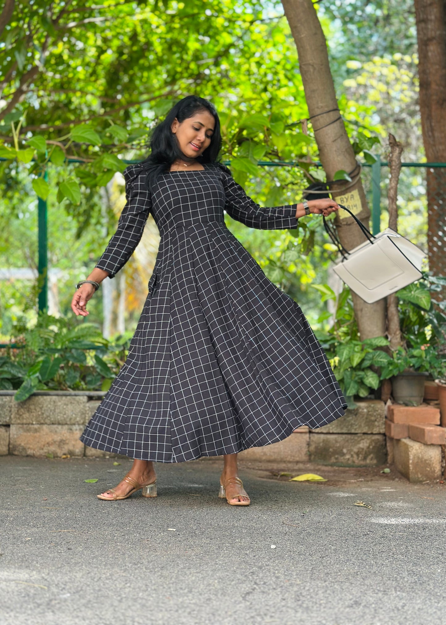 Black Checks Kali dress-Immediate Dispatch