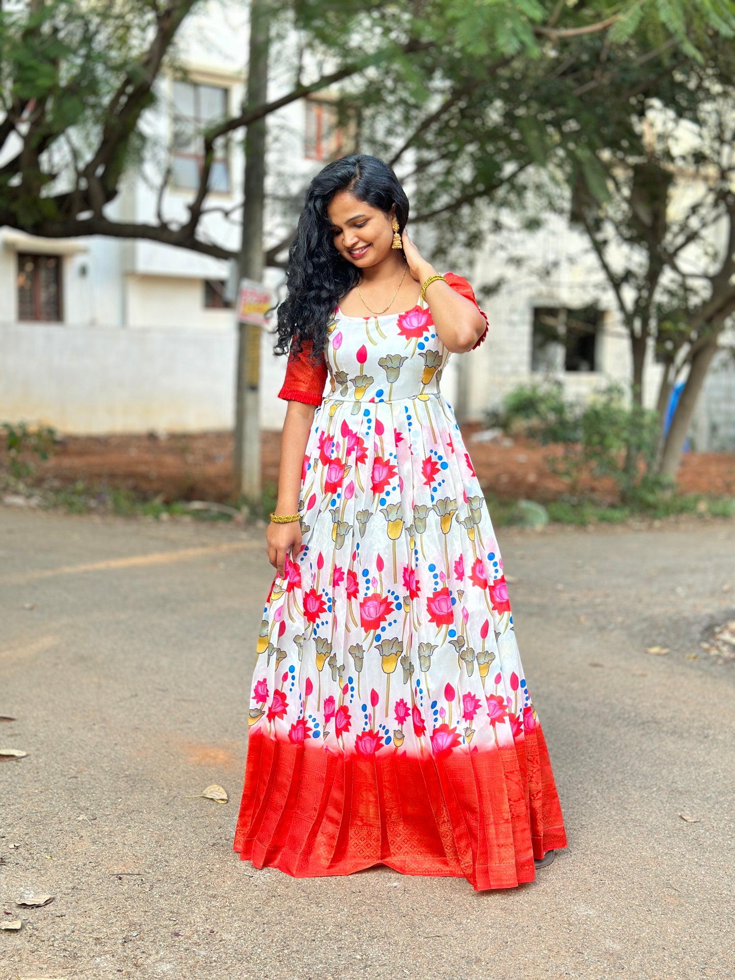 White lotus long gown