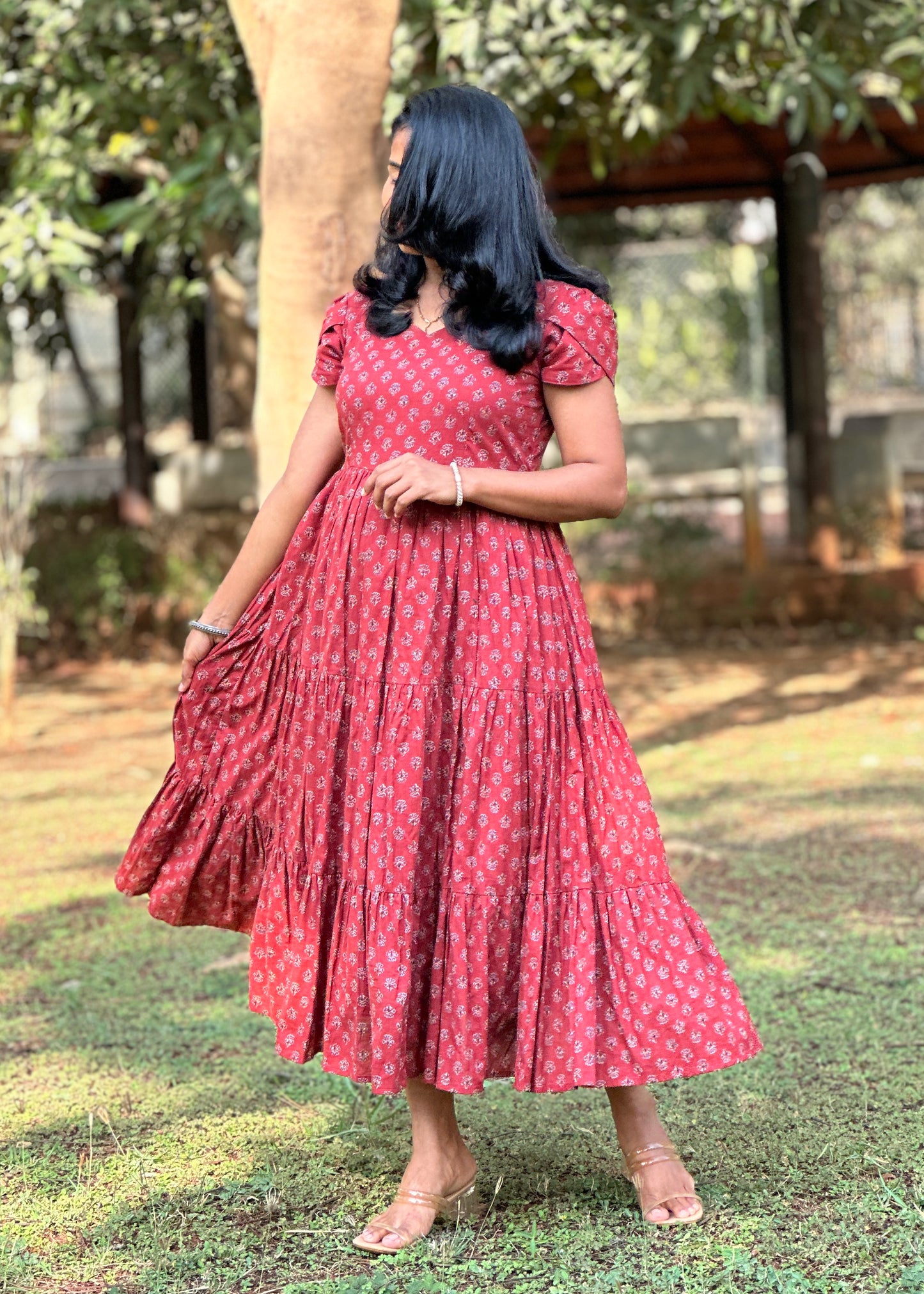 Crimson Charm 3 tier dress
