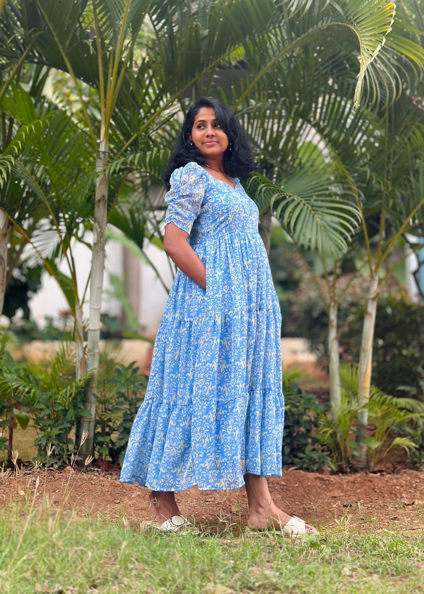 Neelima Skyblue 3 tiered Dress