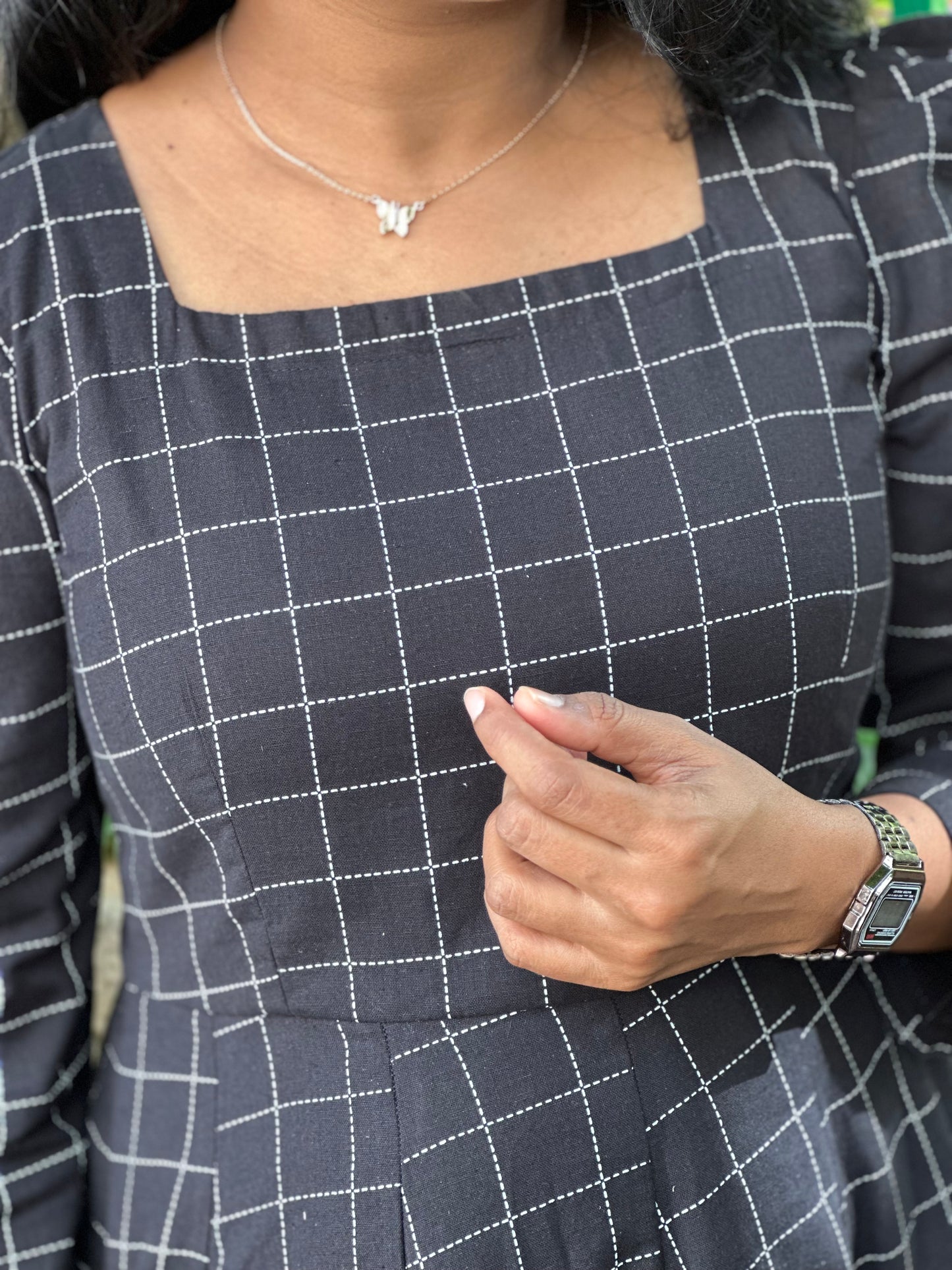 Black Checks Kali dress-Immediate Dispatch