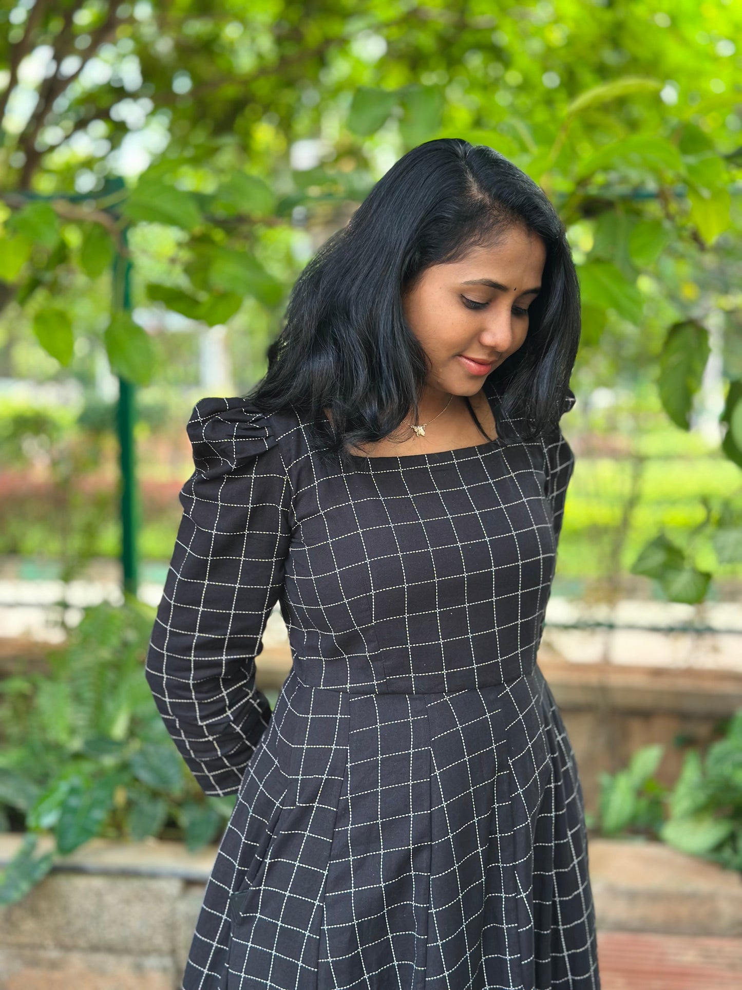 Black Checks Kali dress-Immediate Dispatch