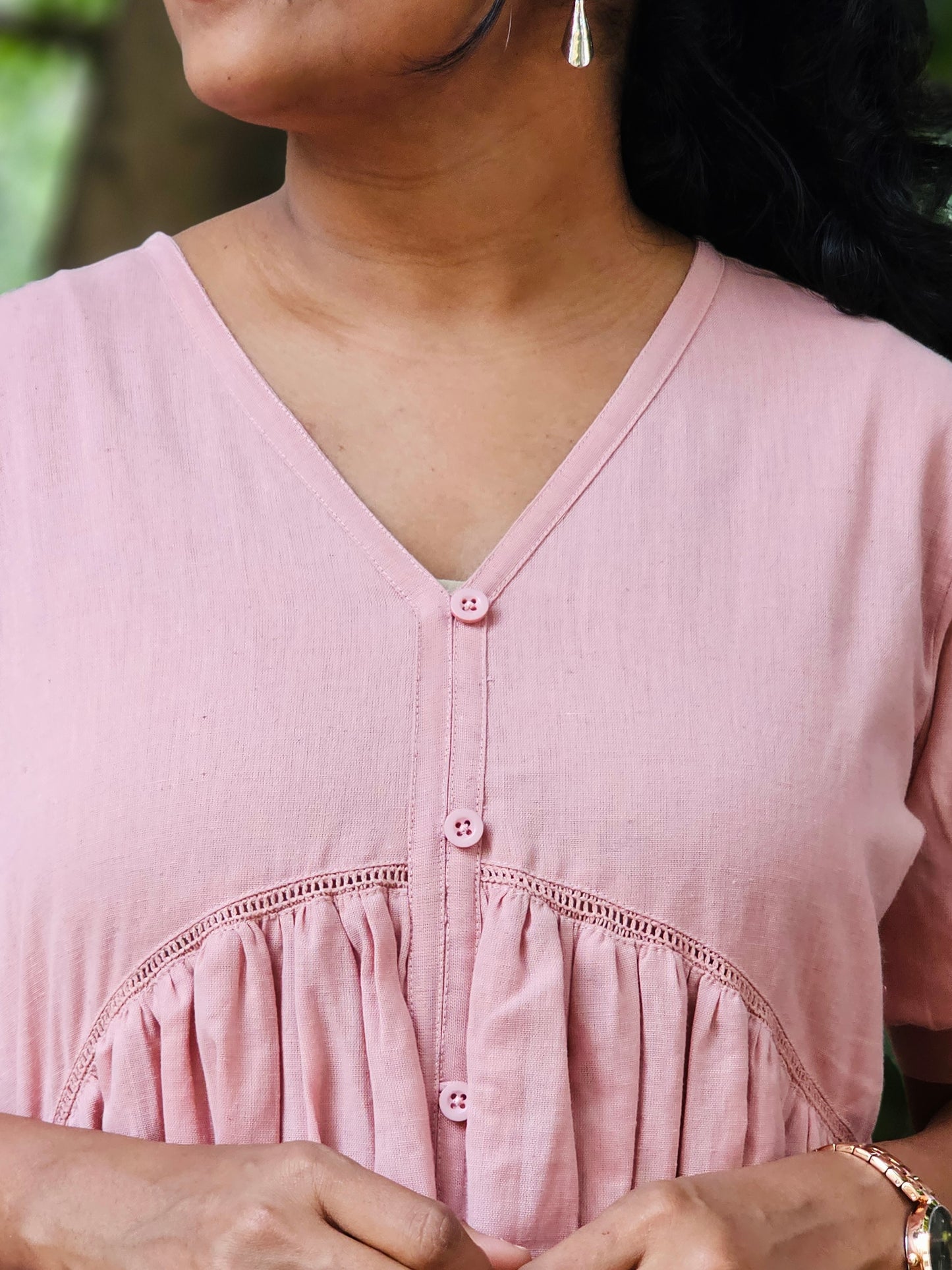 Dusty Pink Solid Midi Dress - Ready to Ship