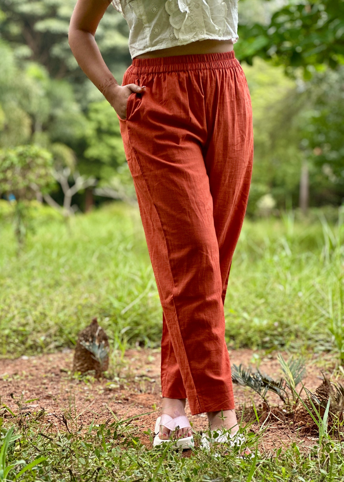 Cotton Pants- Rust