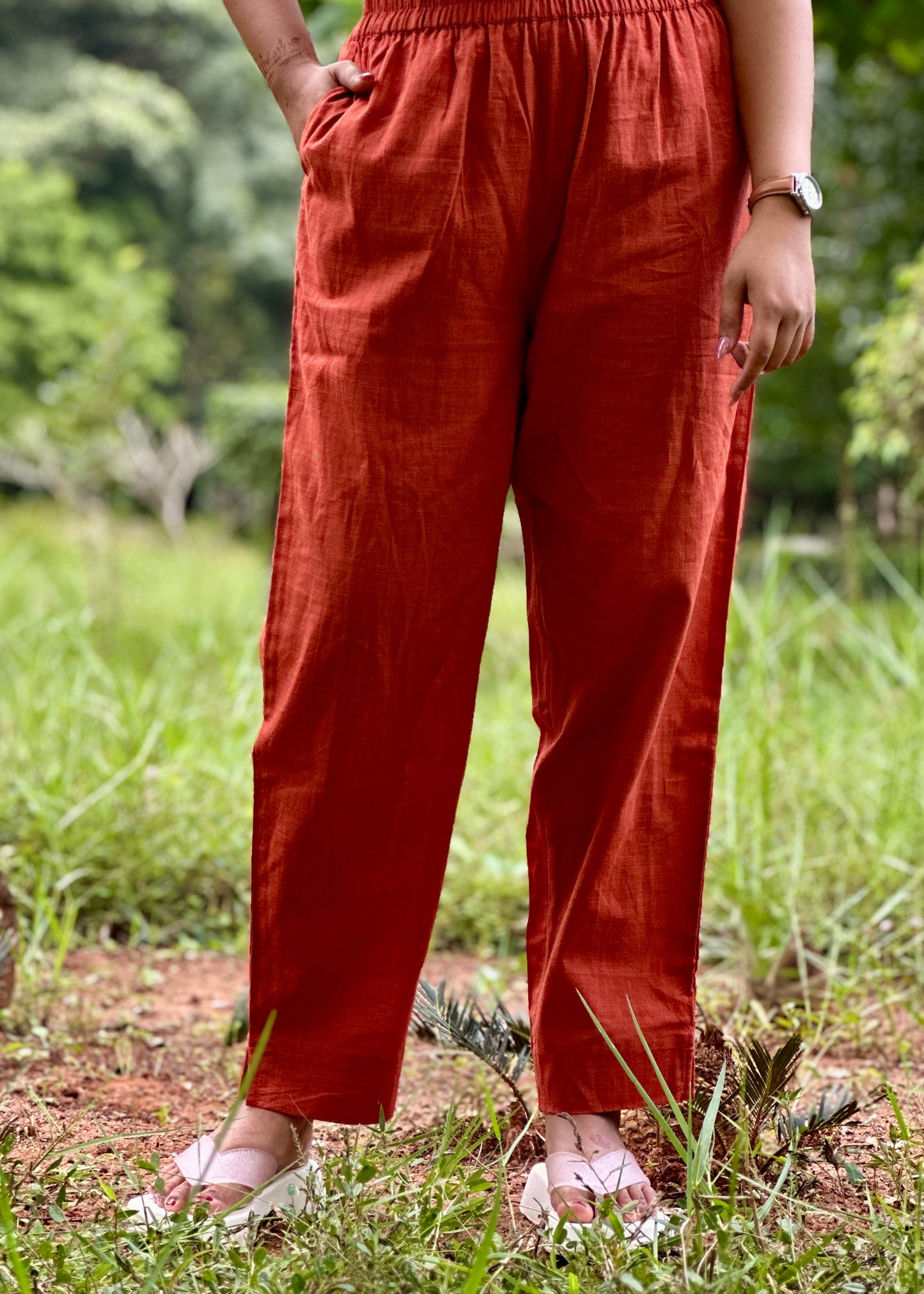 Cotton Pants- Rust