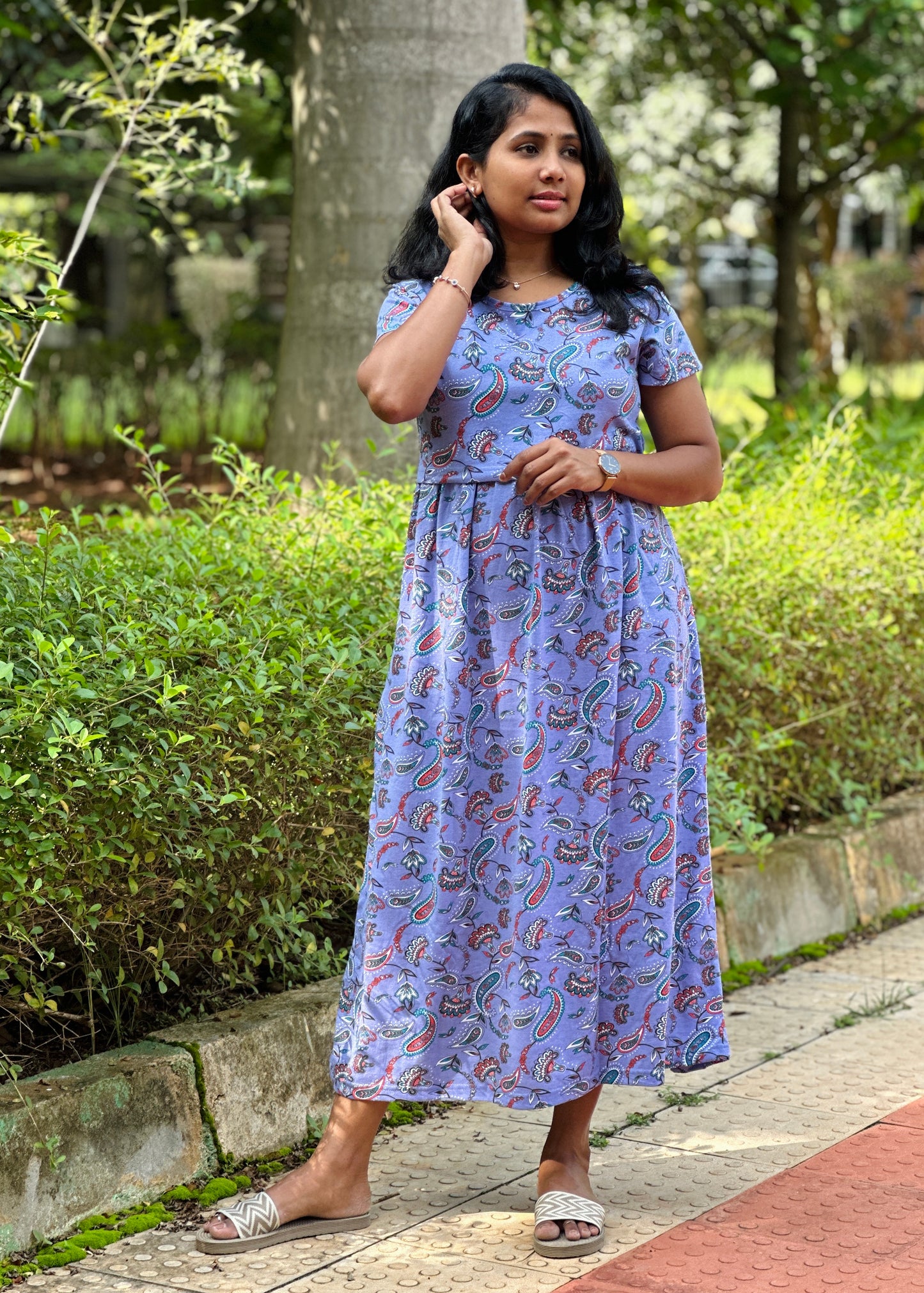 Blue paisely Printed Maternity & Feeding Loungewear
