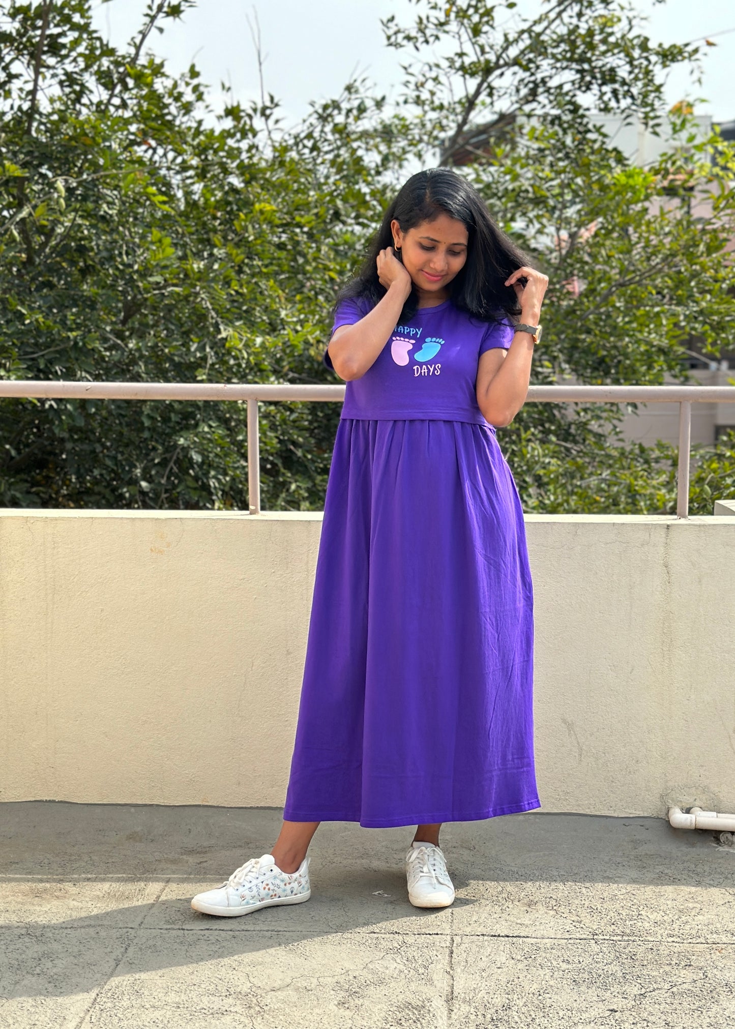 Purple Solid Maternity & Feeding Loungewear