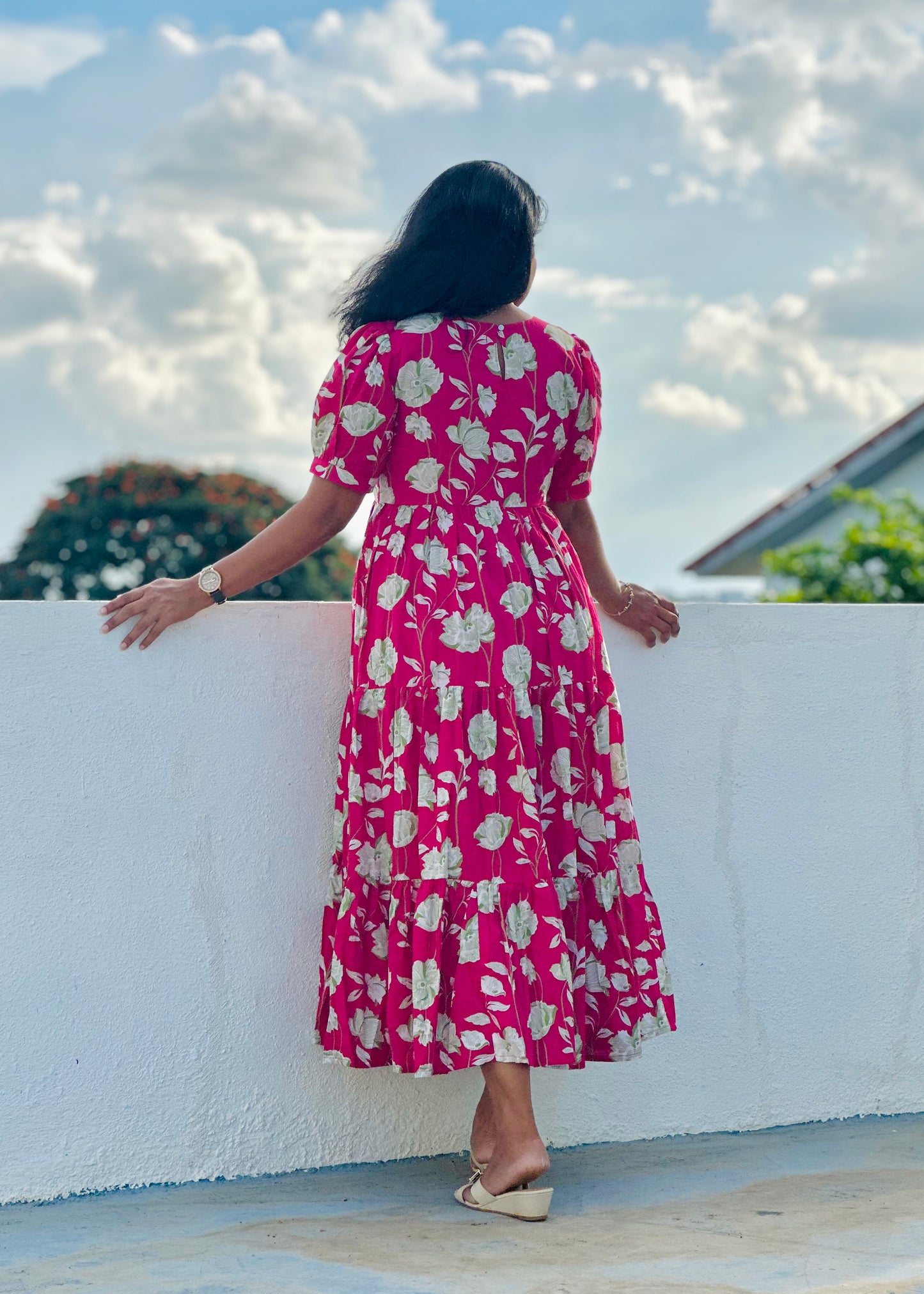 Fuchsia 3 tier dress-Immediate Dispatch