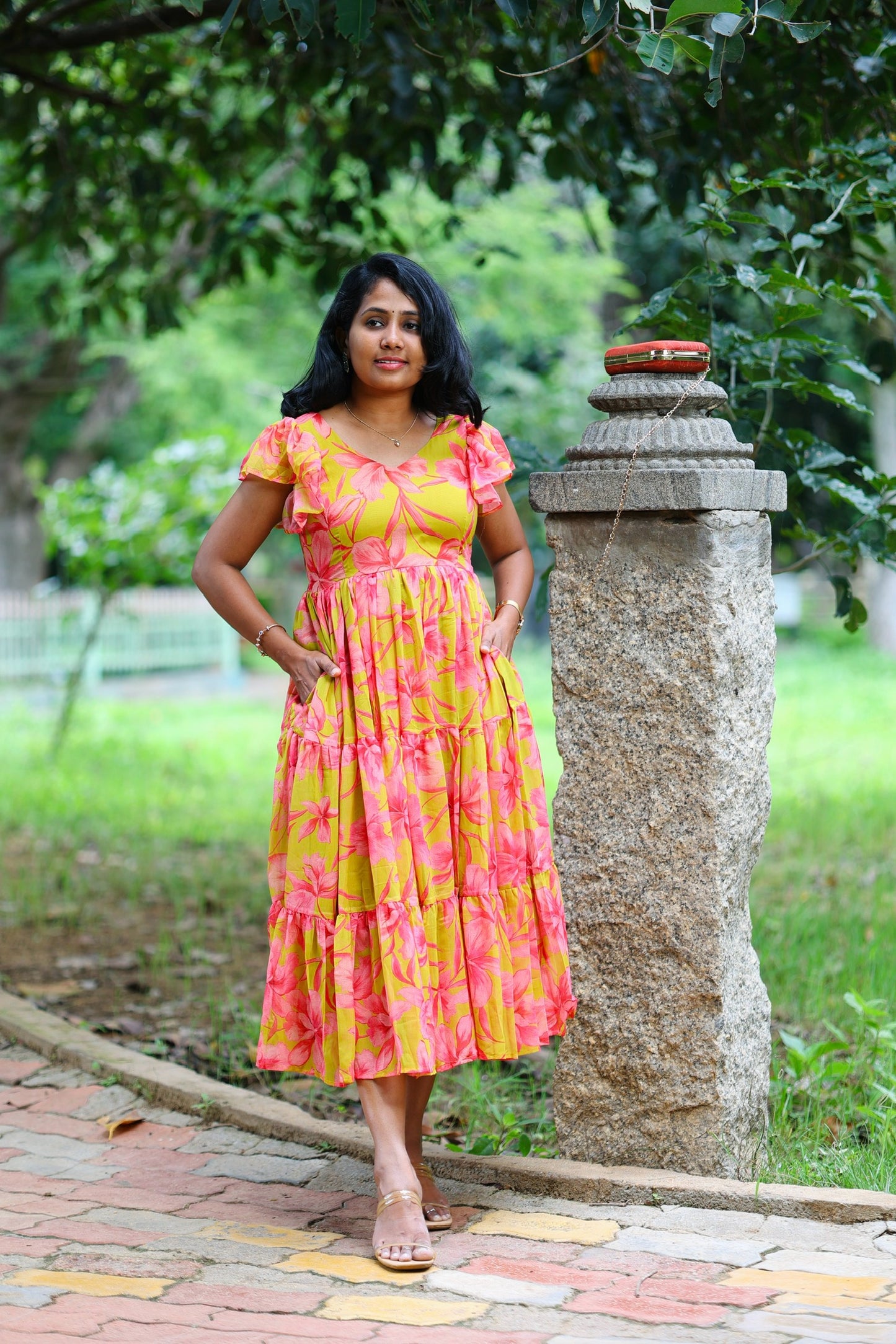 Mustard Meadow Midi Dress