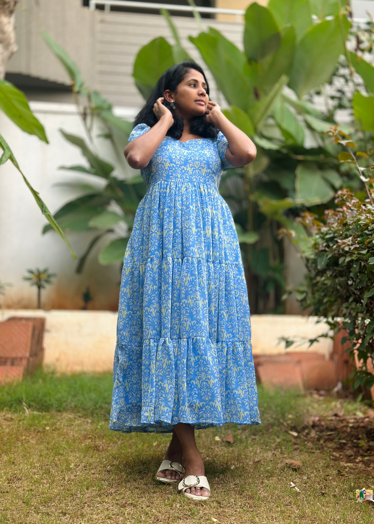 Neelima Skyblue 3 tiered Dress