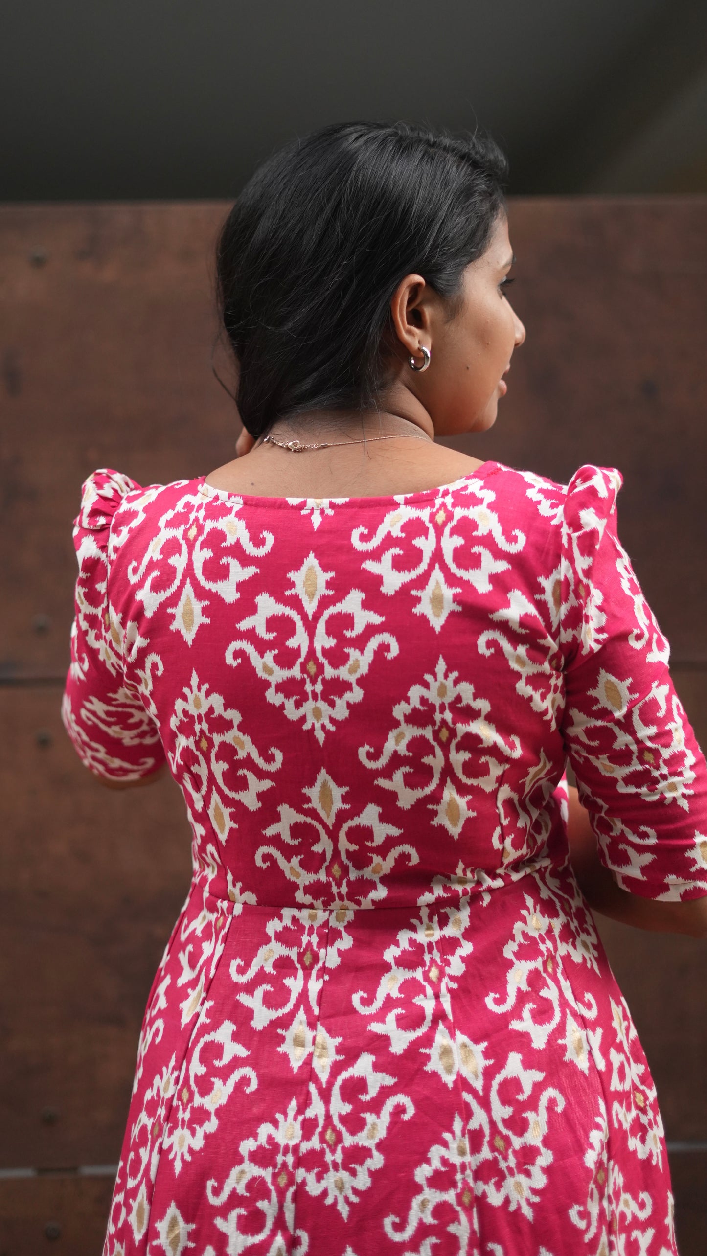 Red Ikat Print Dress-Immediate Dispatch