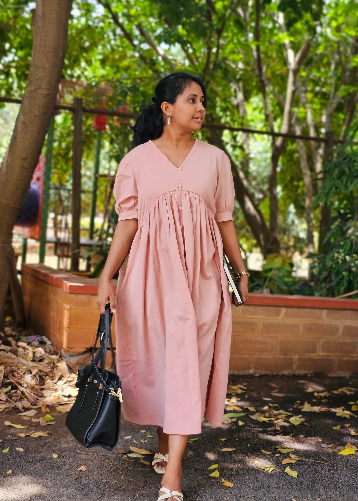 Dusty Pink Solid Midi Dress - Ready to Ship
