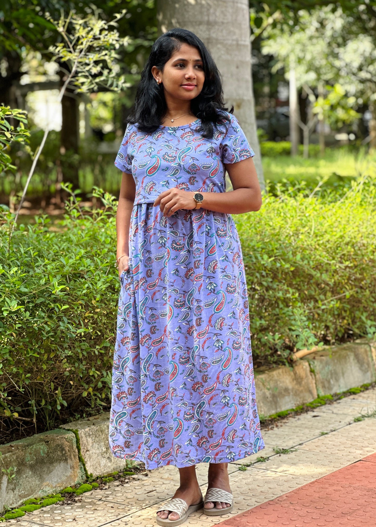 Blue paisely Printed Maternity & Feeding Loungewear