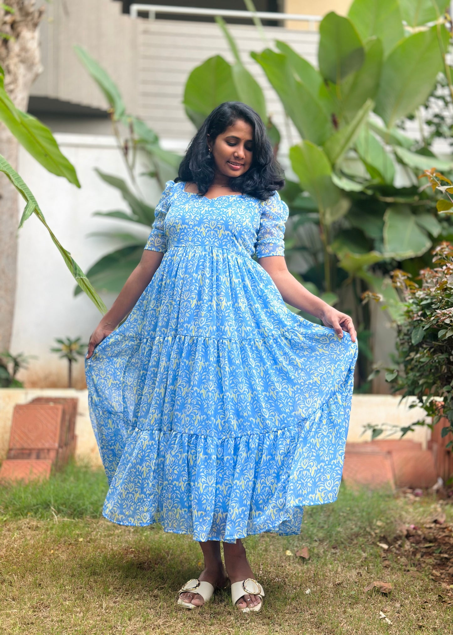 Neelima Skyblue 3 tiered Dress