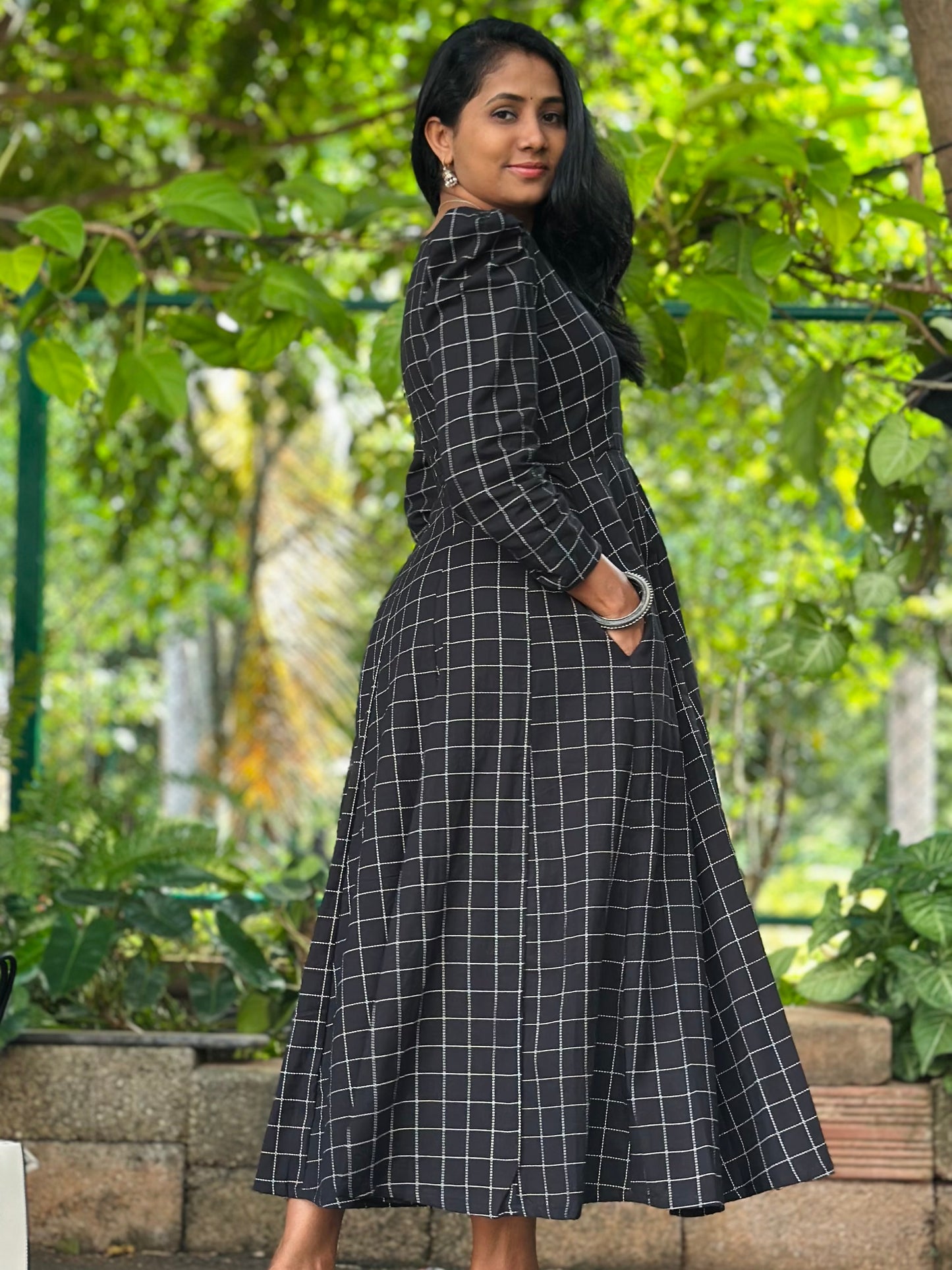 Black Checks Kali dress-Immediate Dispatch