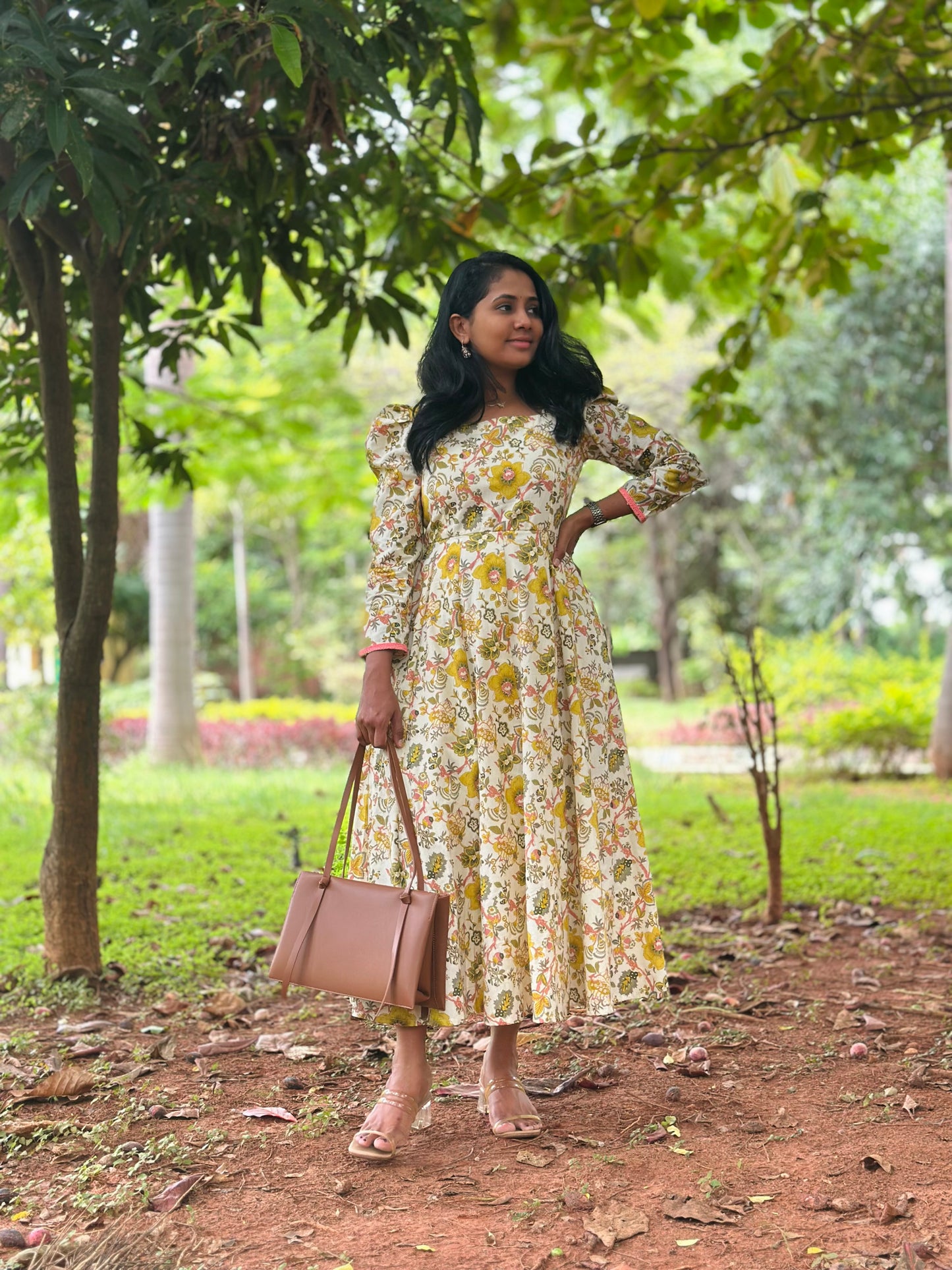 Yellow Floral Kali dress-Immediate Dispatch