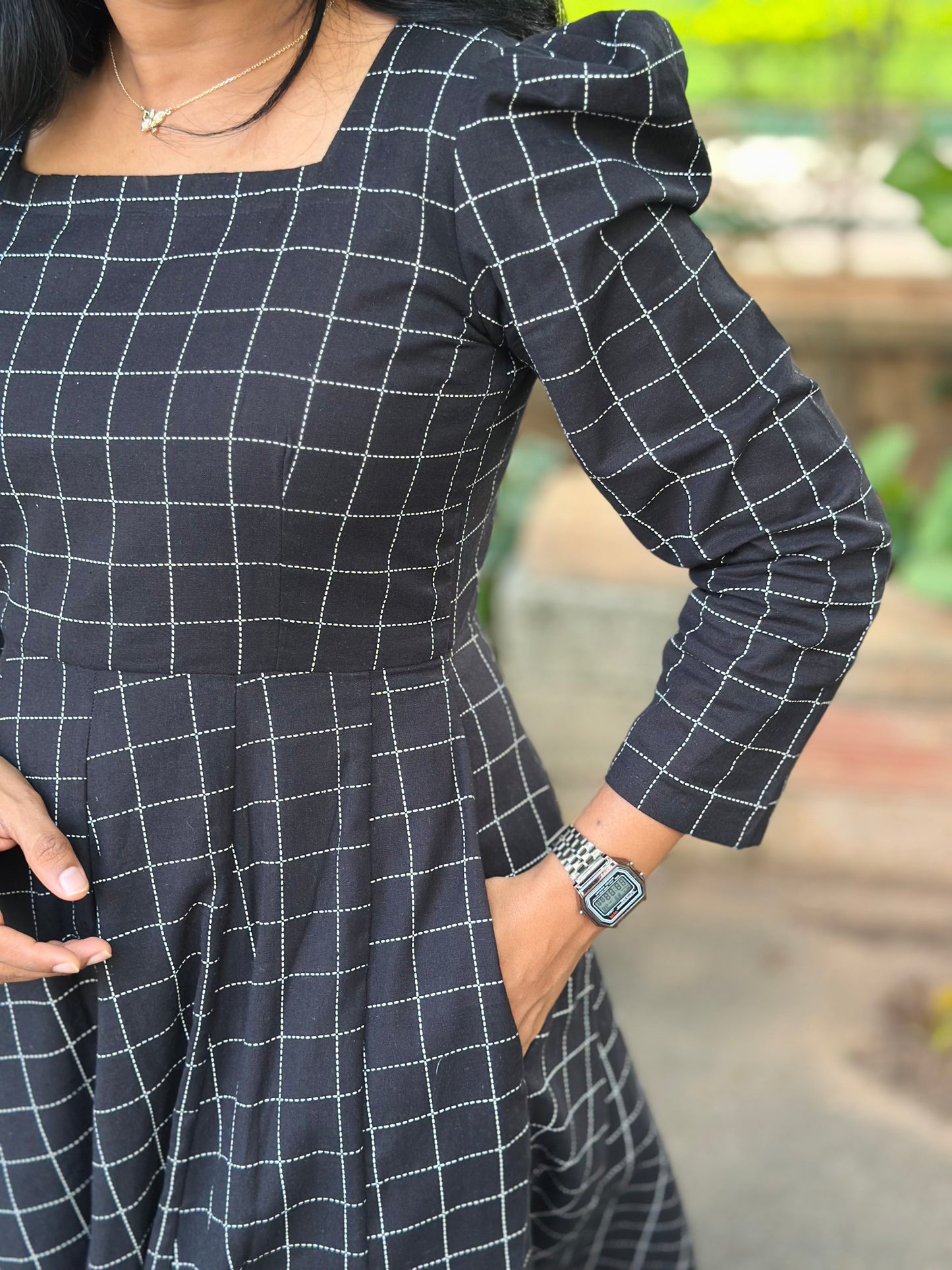 Black Checks Kali dress-Immediate Dispatch