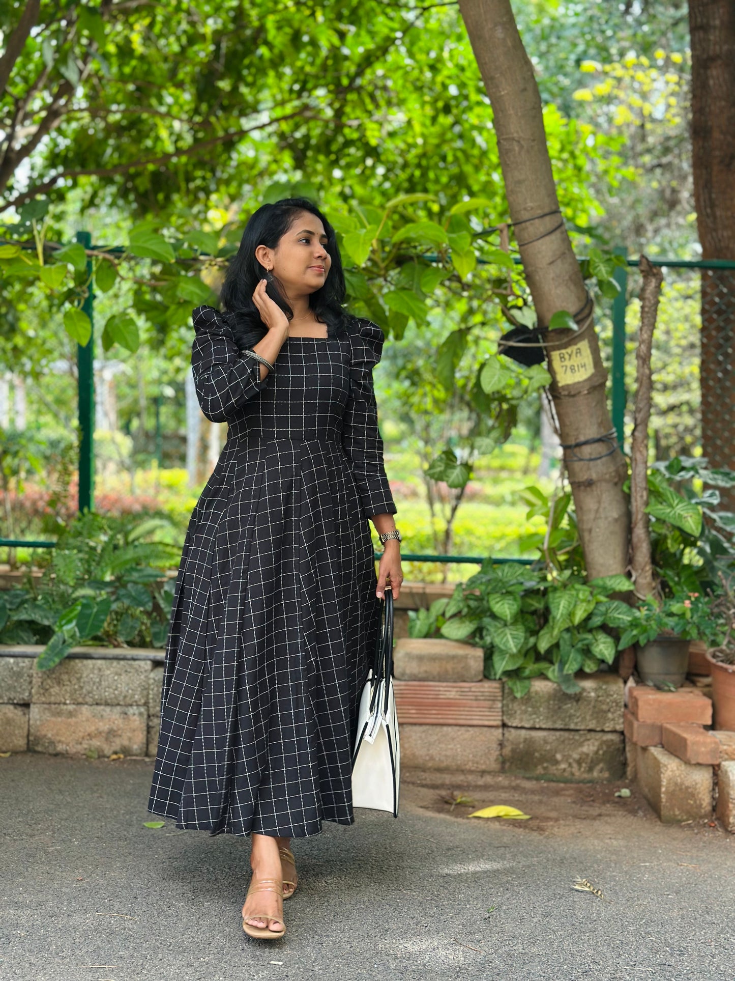 Black Checks Kali dress-Immediate Dispatch