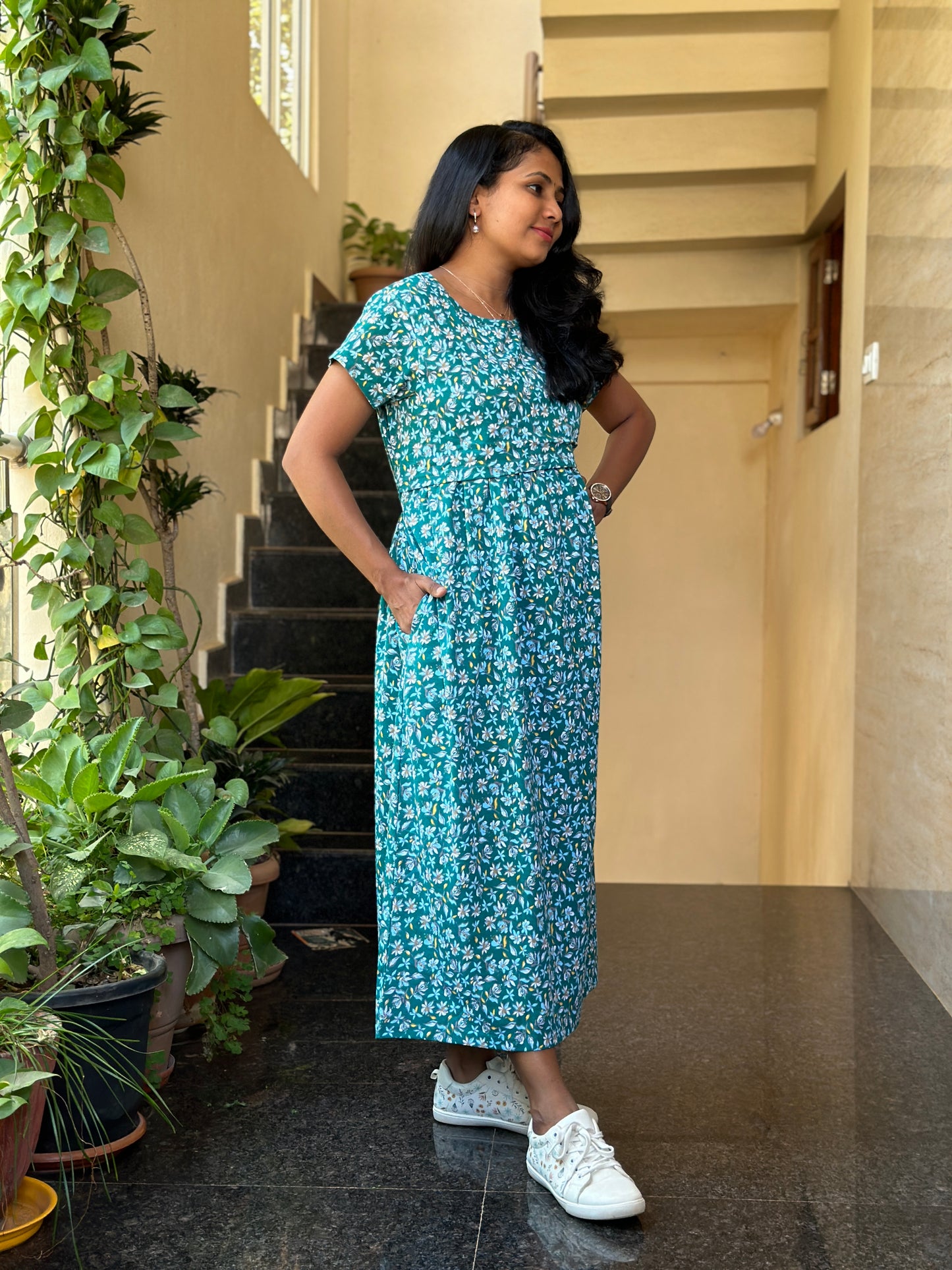 Green Floral Maternity & Feeding Loungewear