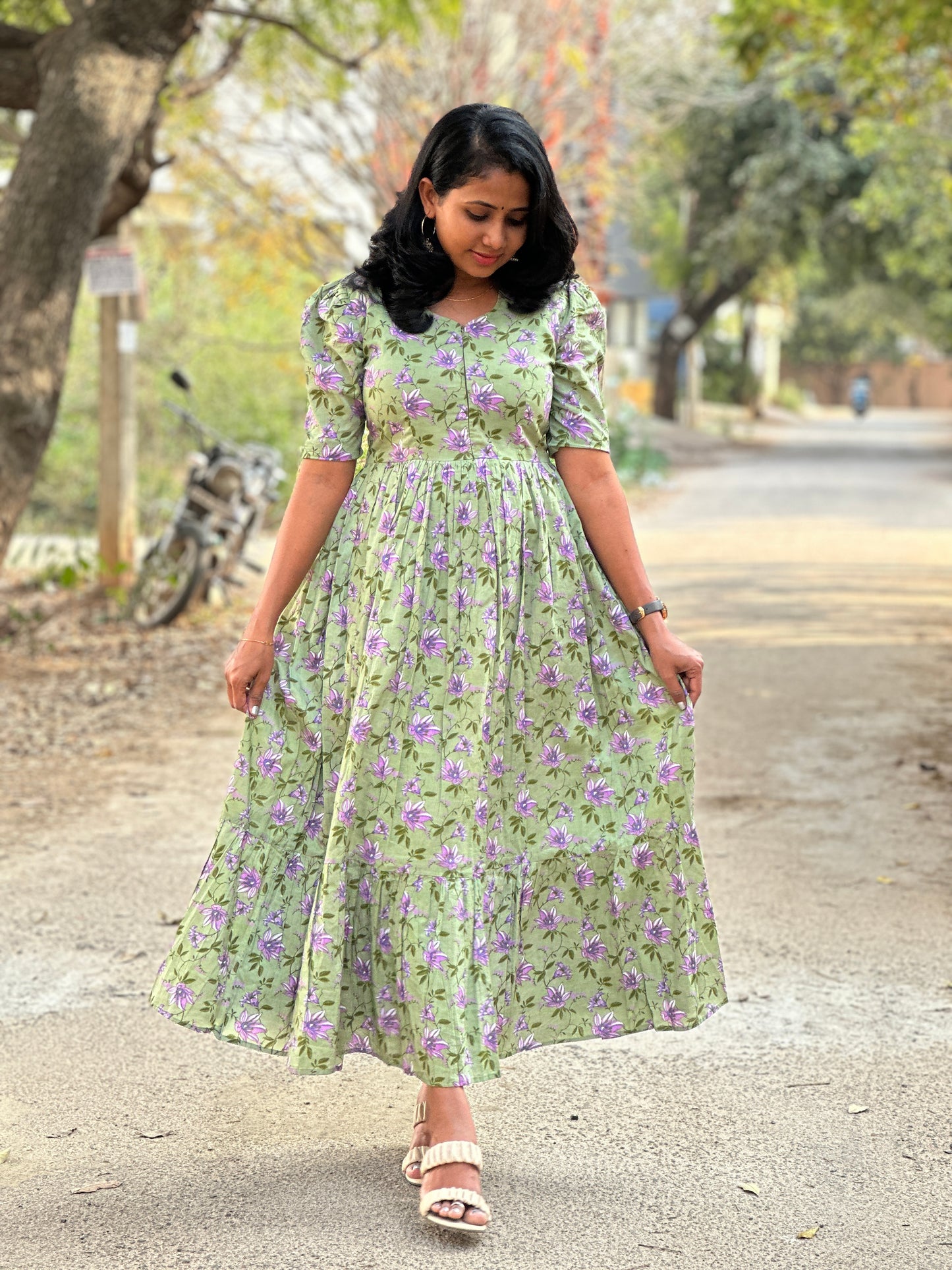 Darshi Olive Cotton Maxi Dress