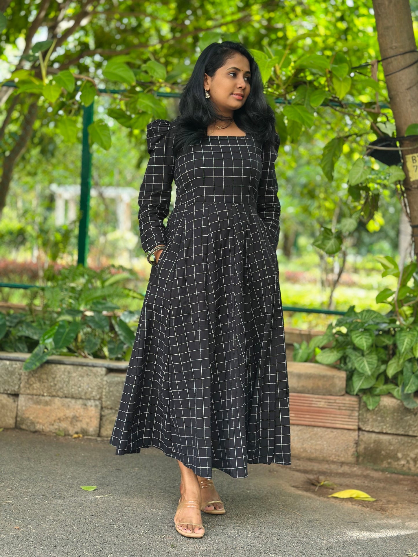 Black Checks Kali dress-Immediate Dispatch
