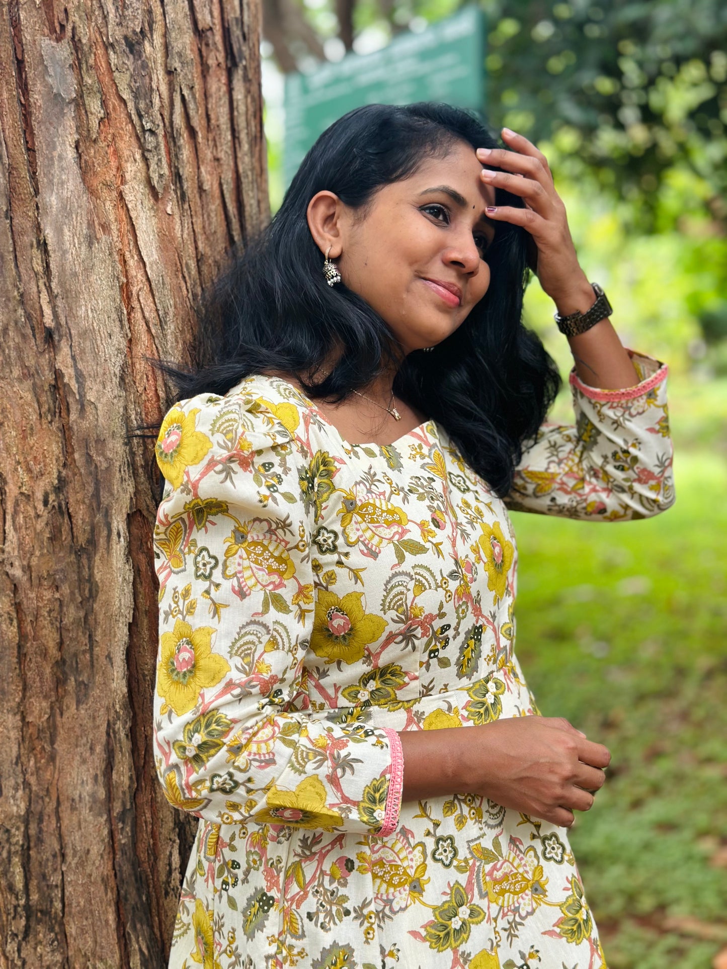 Yellow Floral Kali dress-Immediate Dispatch