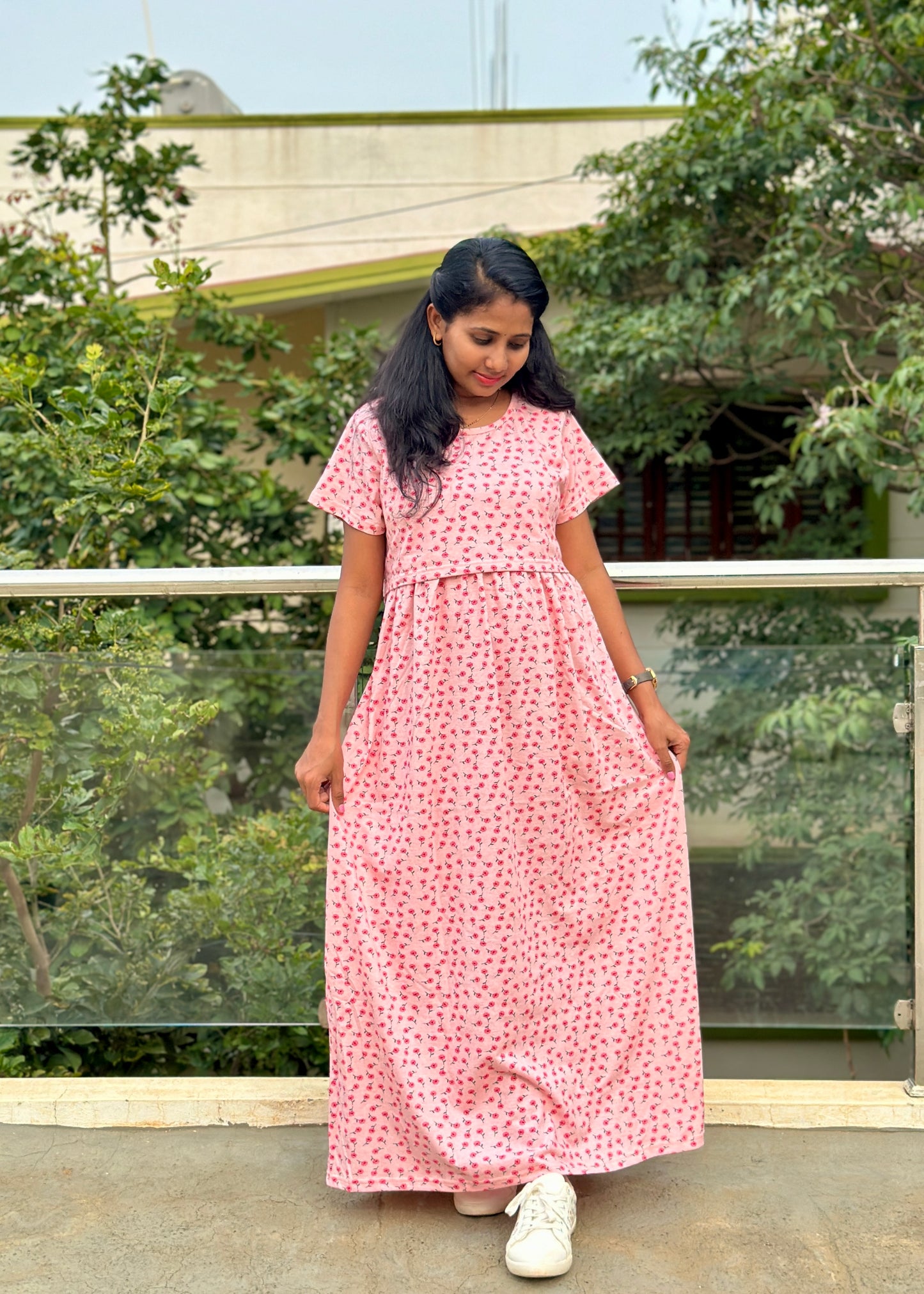 Peach Full length Maternity & Feeding Loungewear - L Available