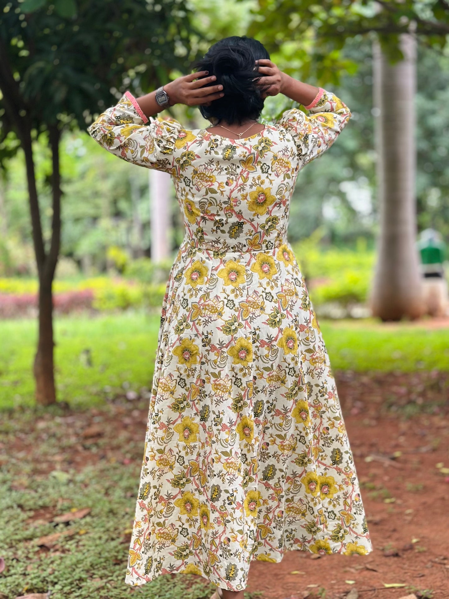 Yellow Floral Kali dress-Immediate Dispatch