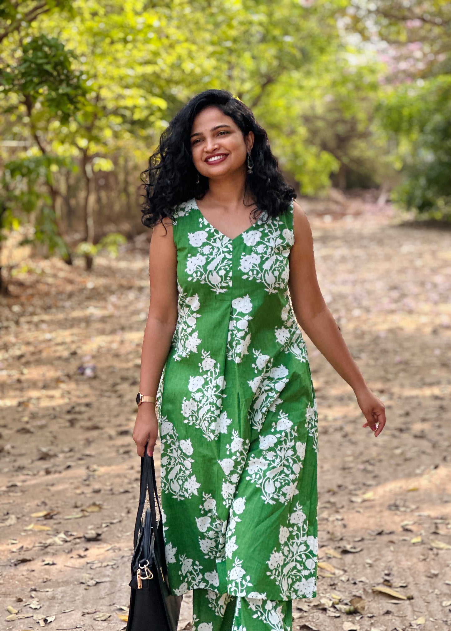 Vrinda Green A line Co-Ord Kurta Set