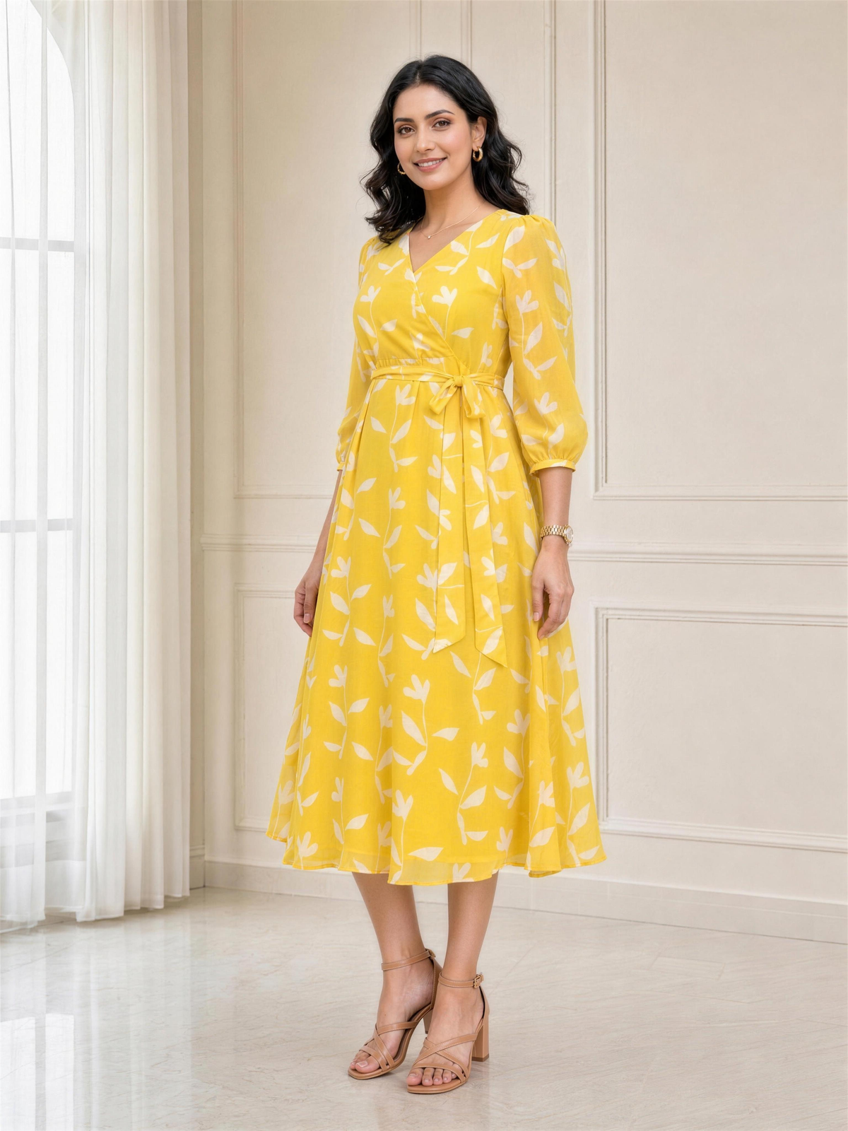 Solana Yellow Georgette Dress