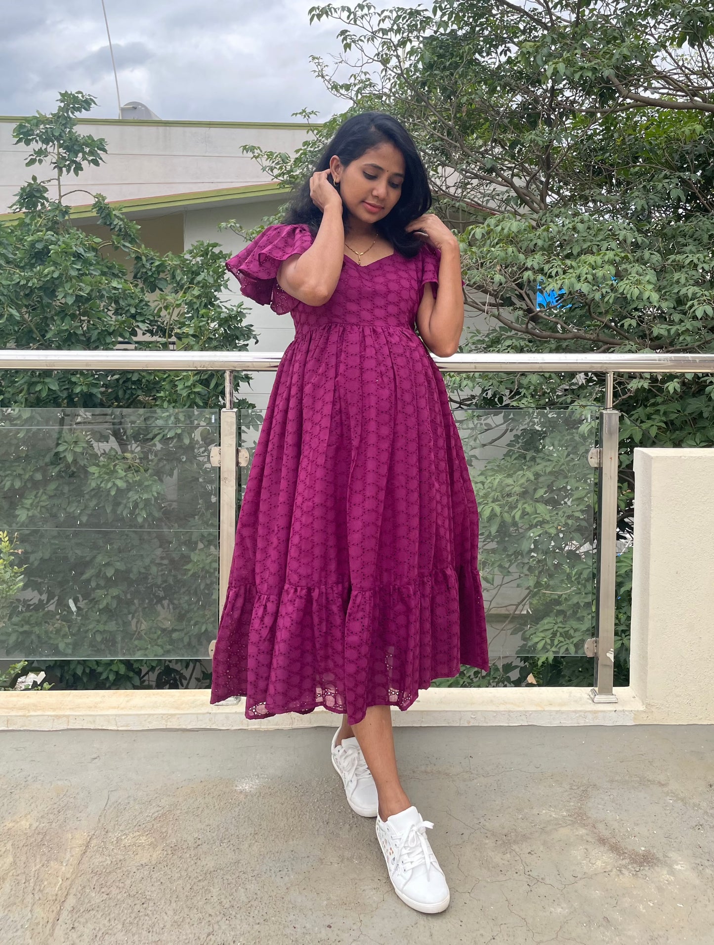 Laya Wine Hakoba Midi Dress