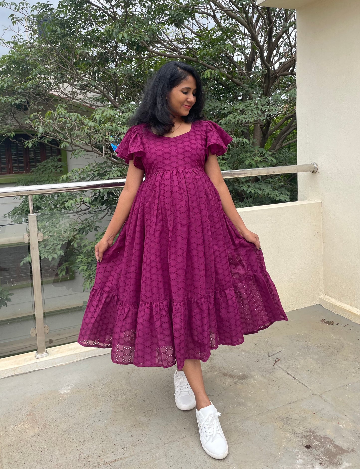 Laya Wine Hakoba Midi Dress