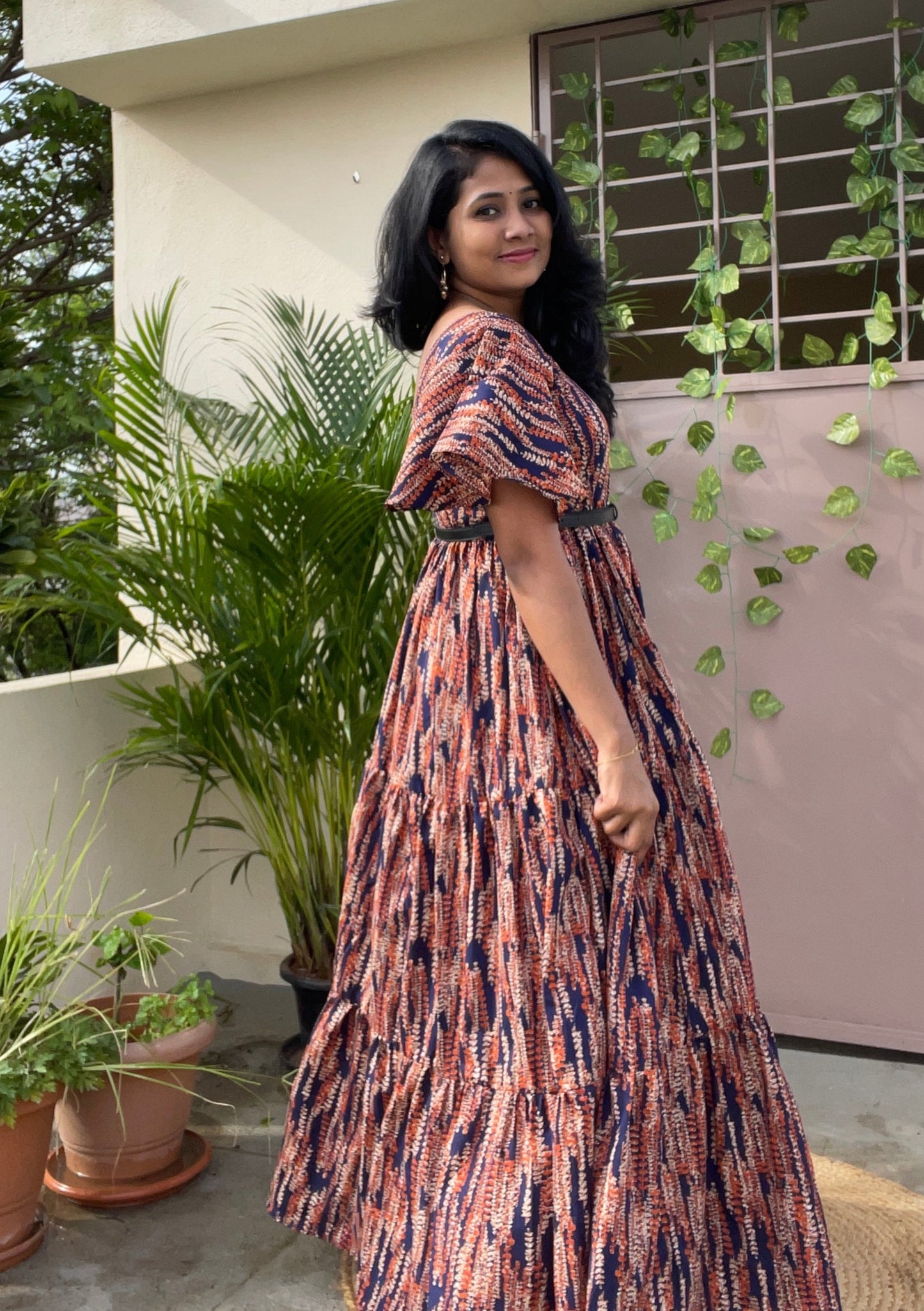 Chloe Navy Blue Crepe Maxi Dress