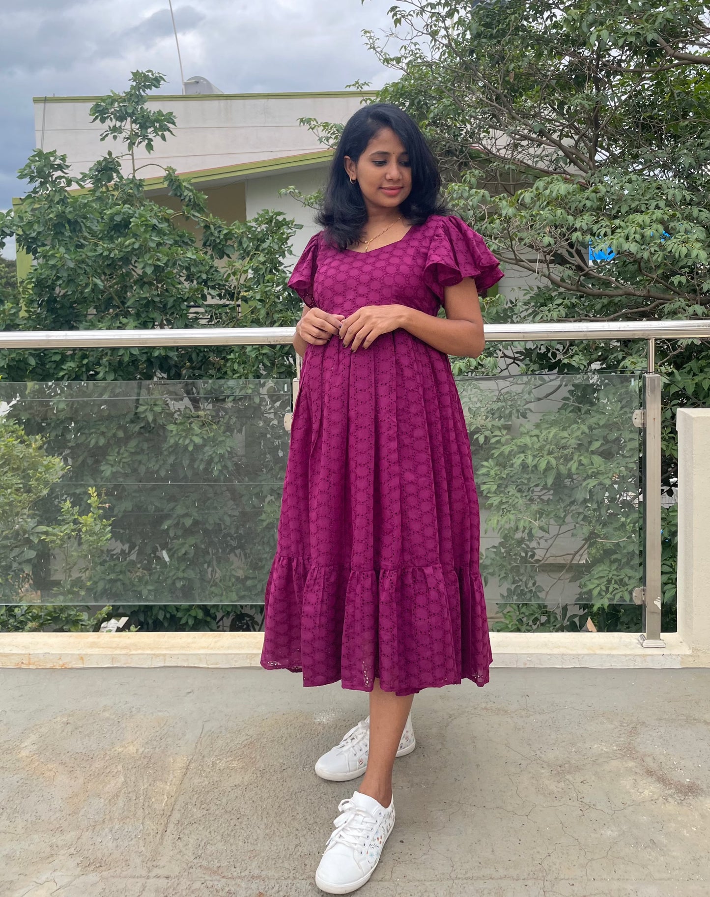 Laya Wine Hakoba Midi Dress