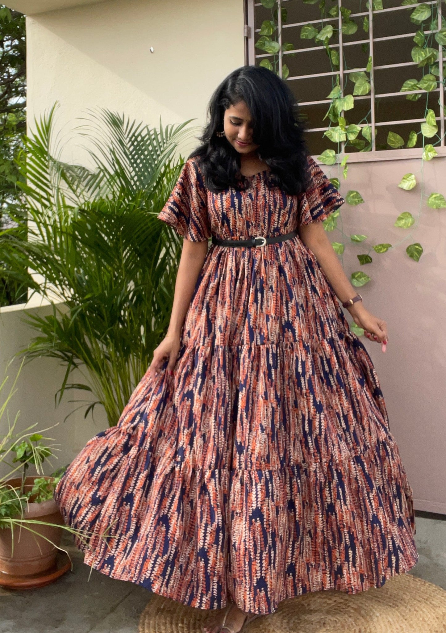 Chloe Navy Blue Crepe Maxi Dress