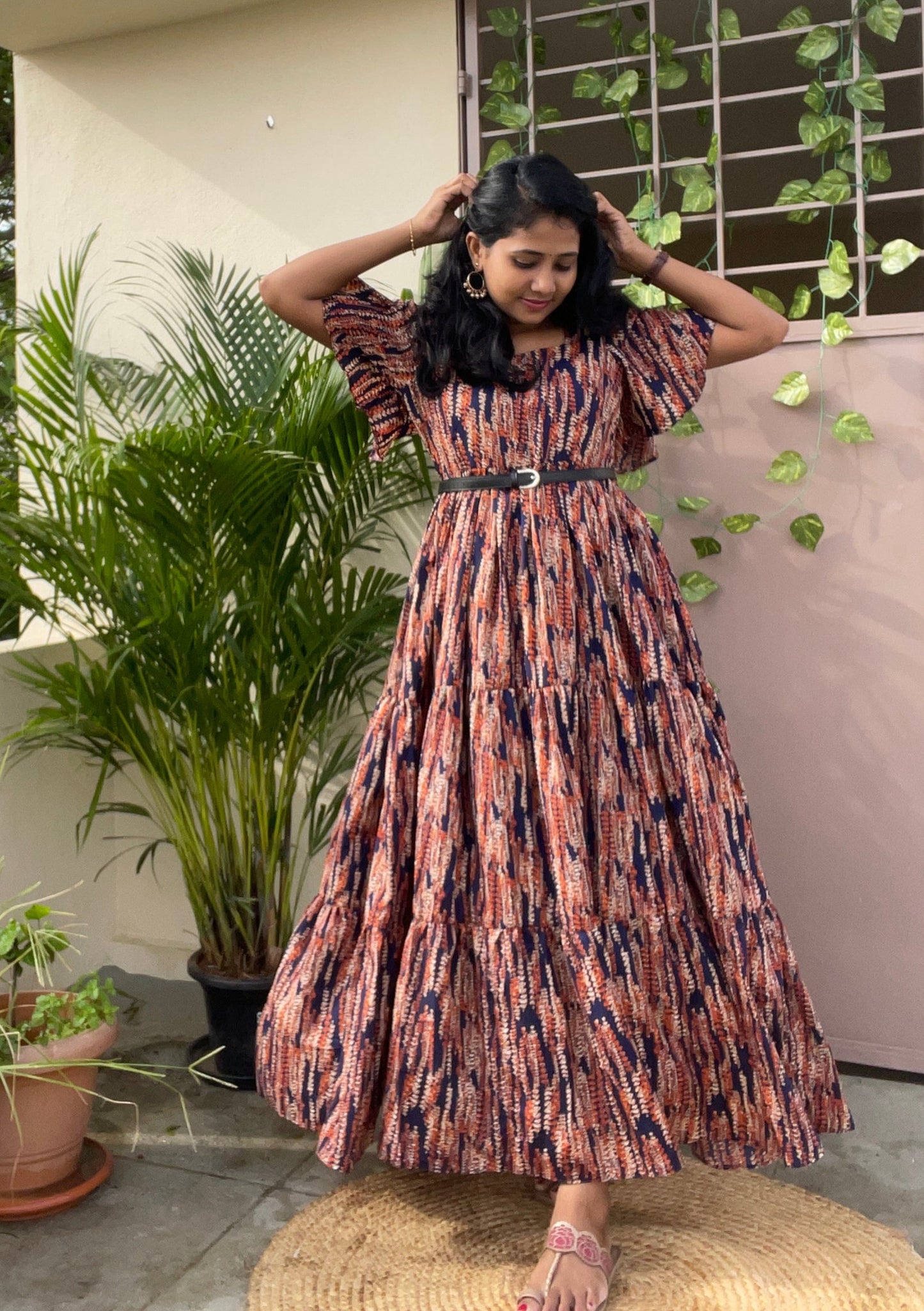 Chloe Navy Blue Crepe Maxi Dress