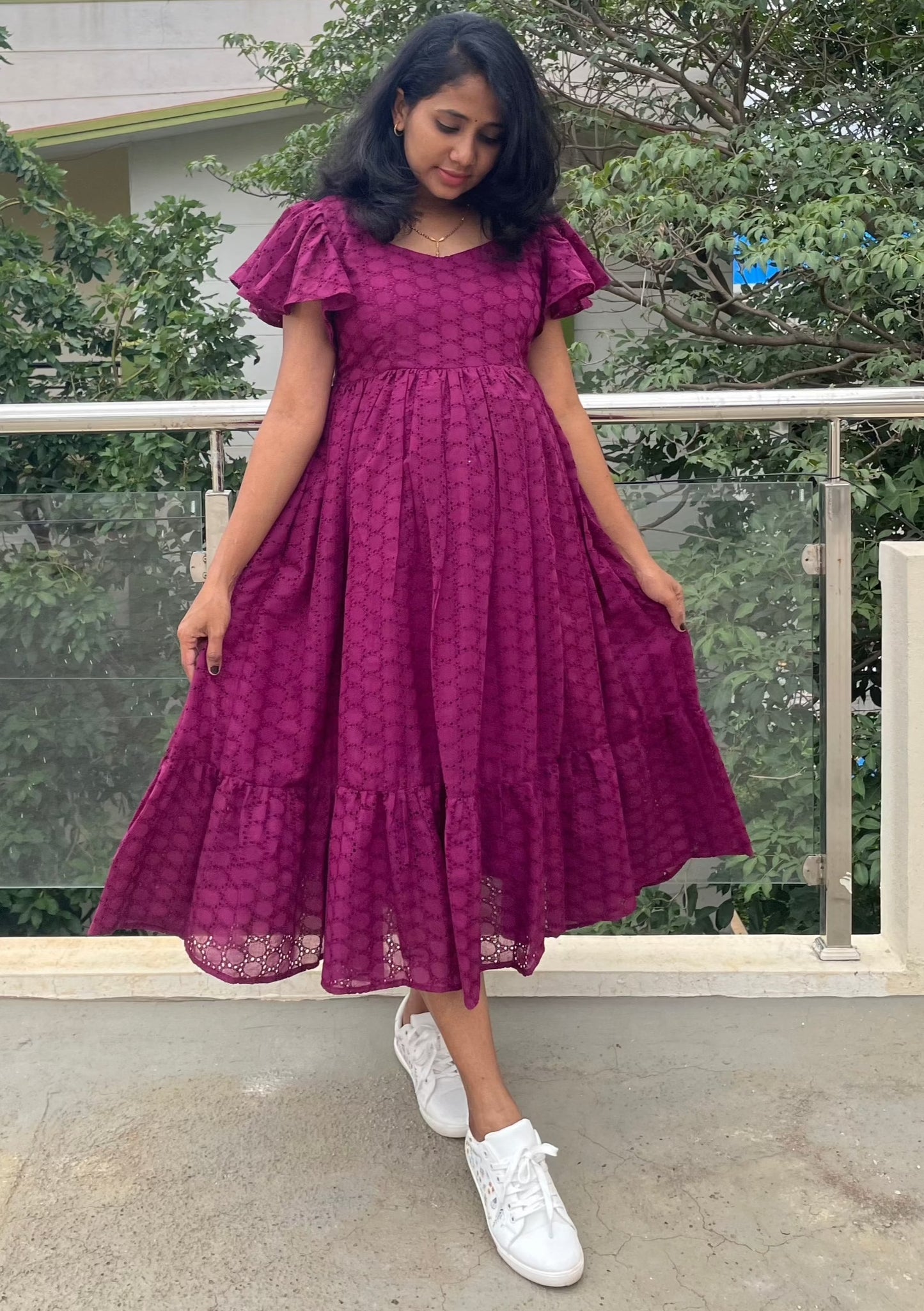 Laya Wine Hakoba Midi Dress