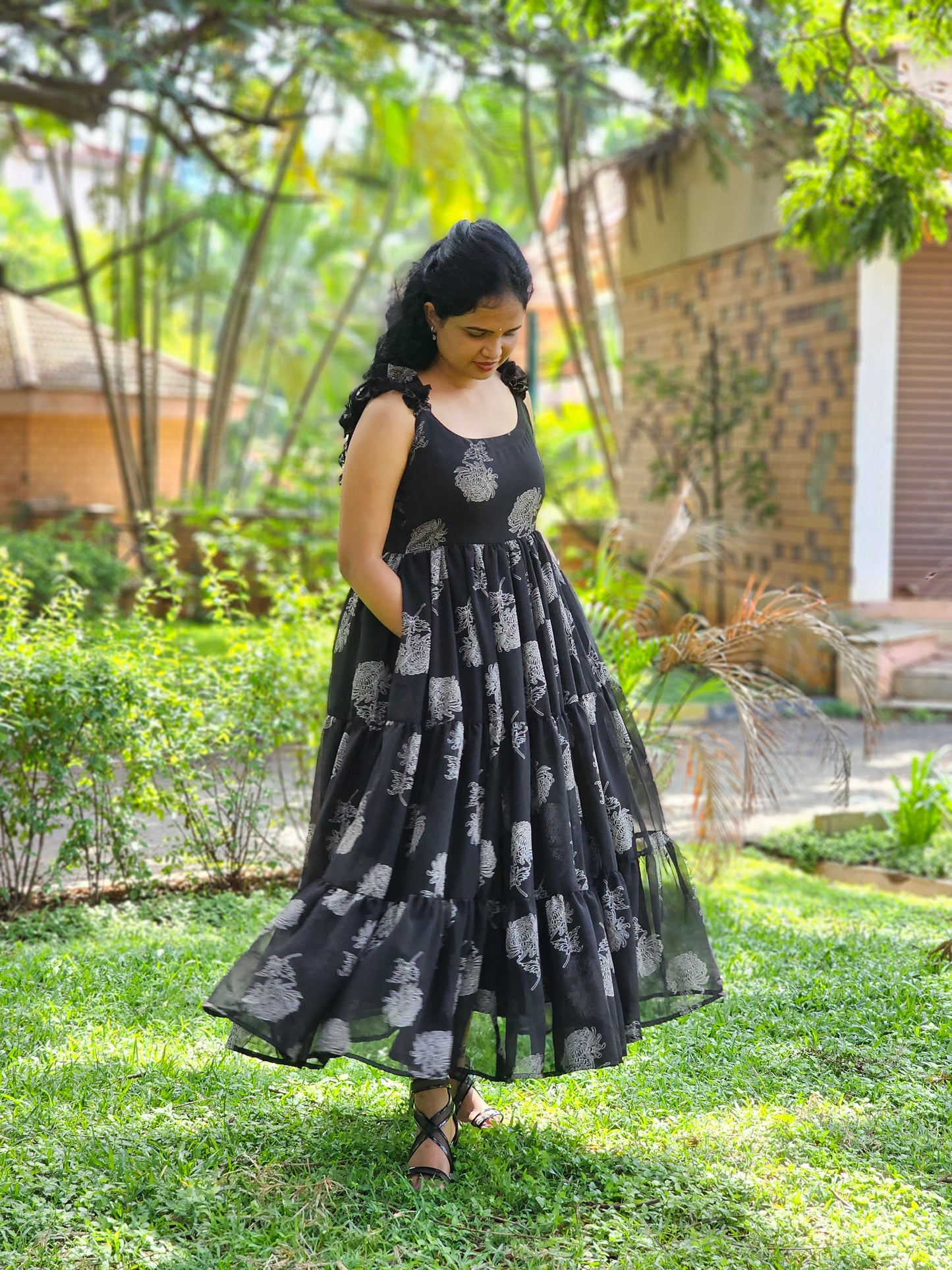 Tara Black 3 tiered Dress