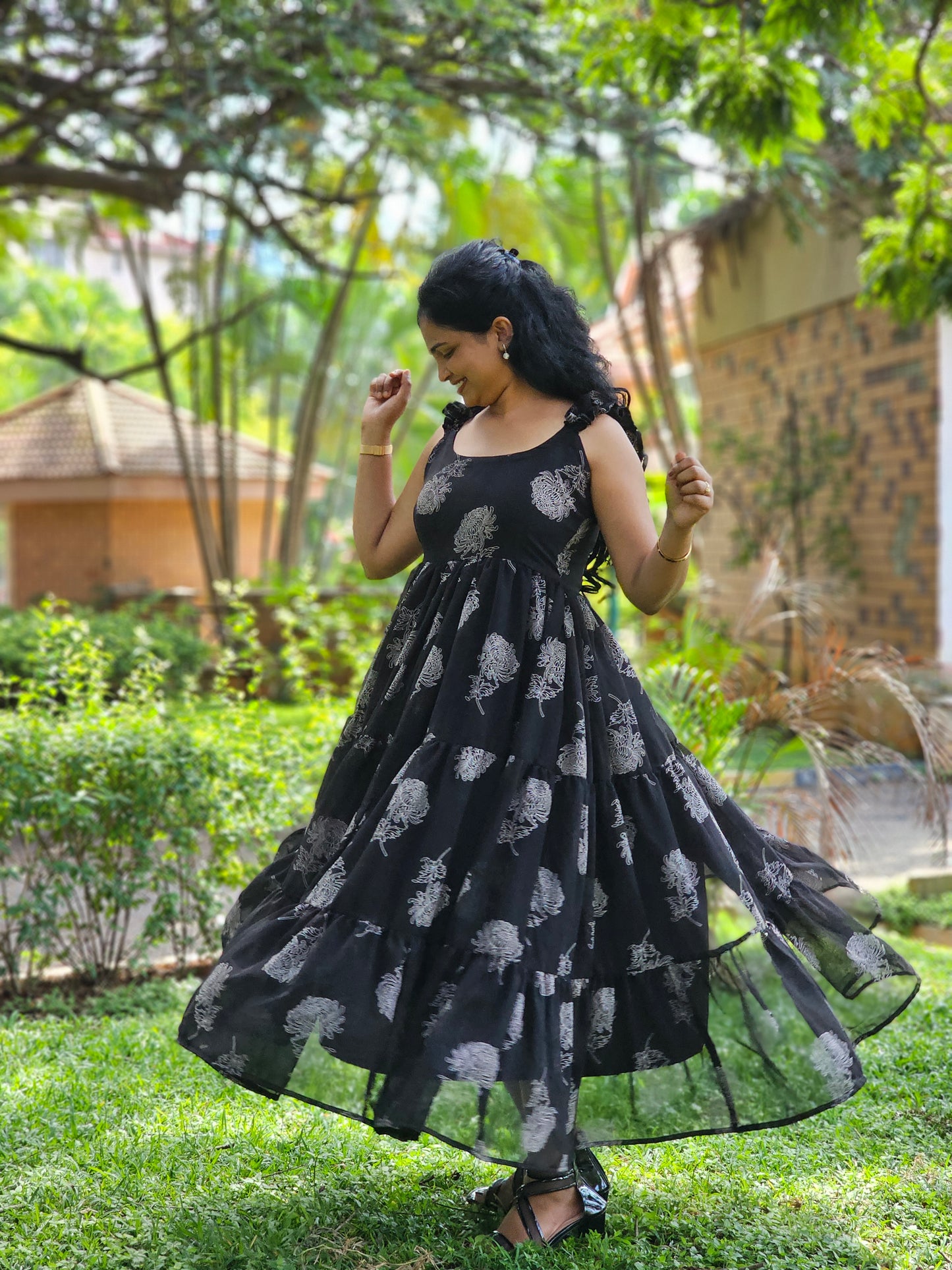 Tara Black 3 tiered Dress
