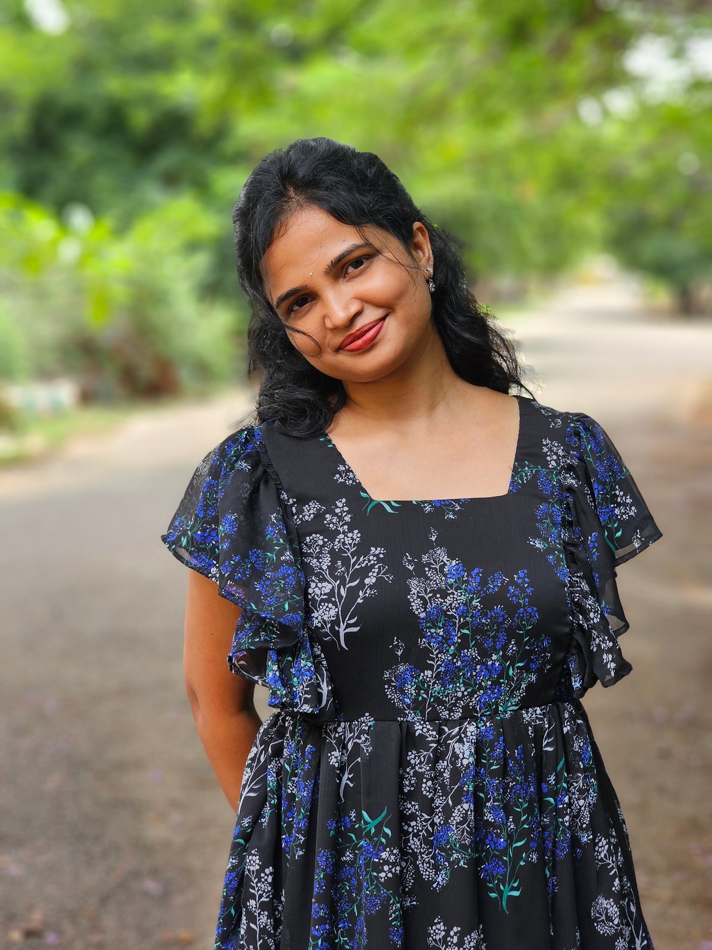 Varsha Black Midi Dress