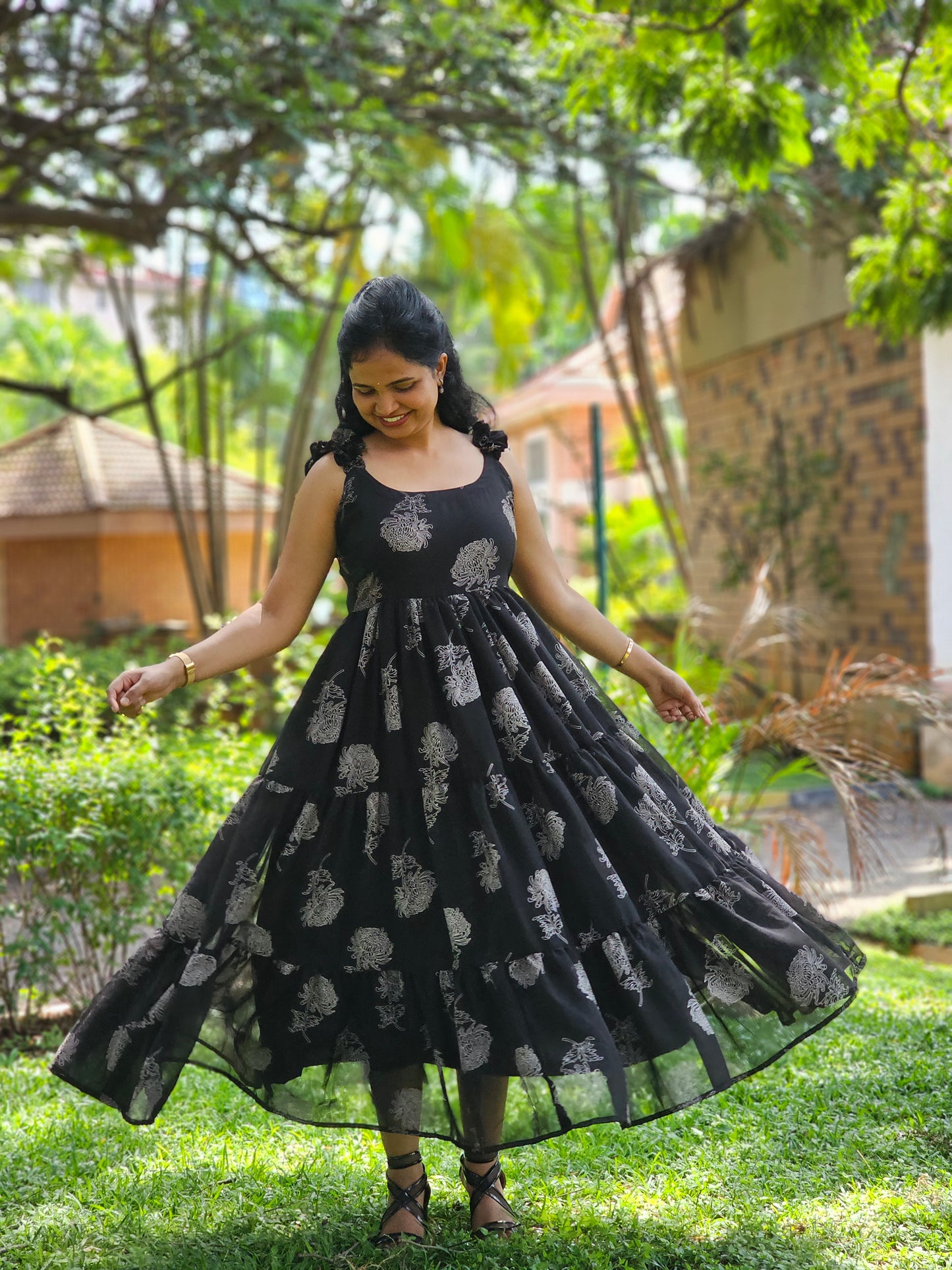 Tara Black 3 tiered Dress