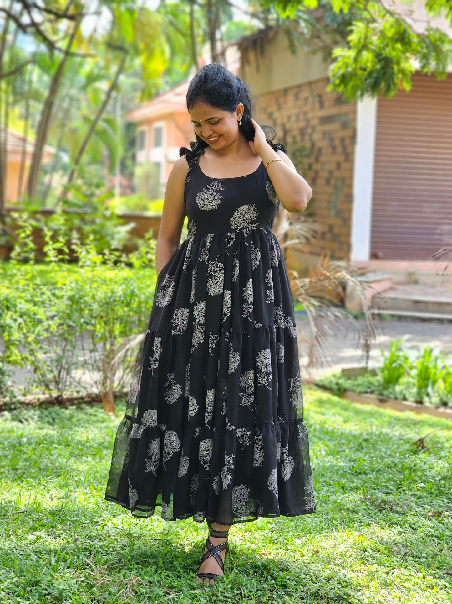 Tara Black 3 tiered Dress