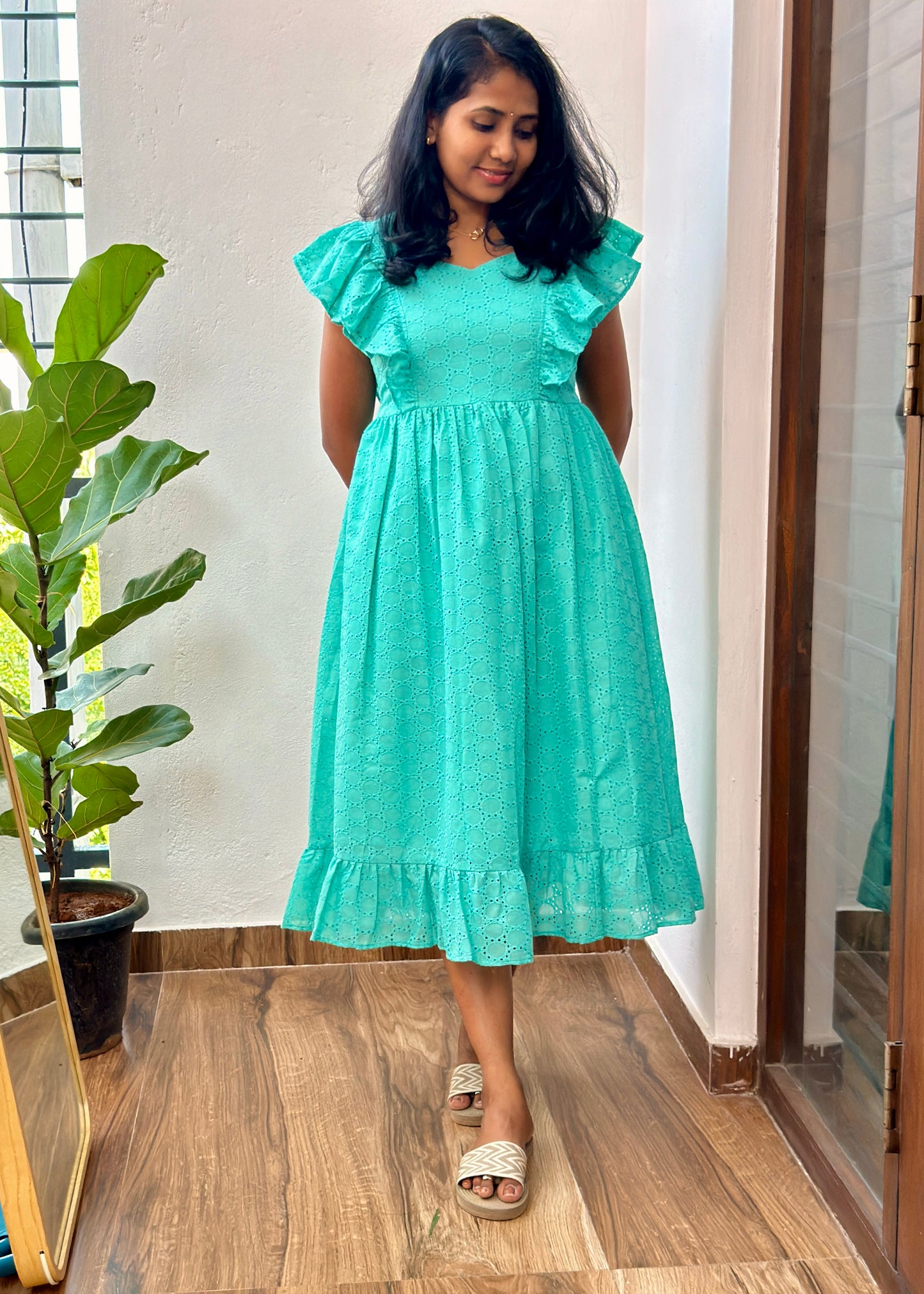 Saavi Schiffli  Midi Dress