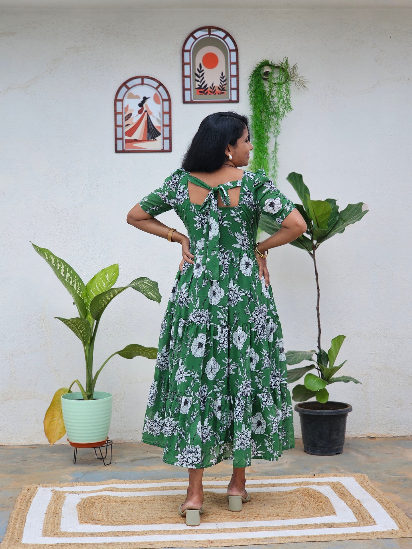 Green 3 tiered Dress