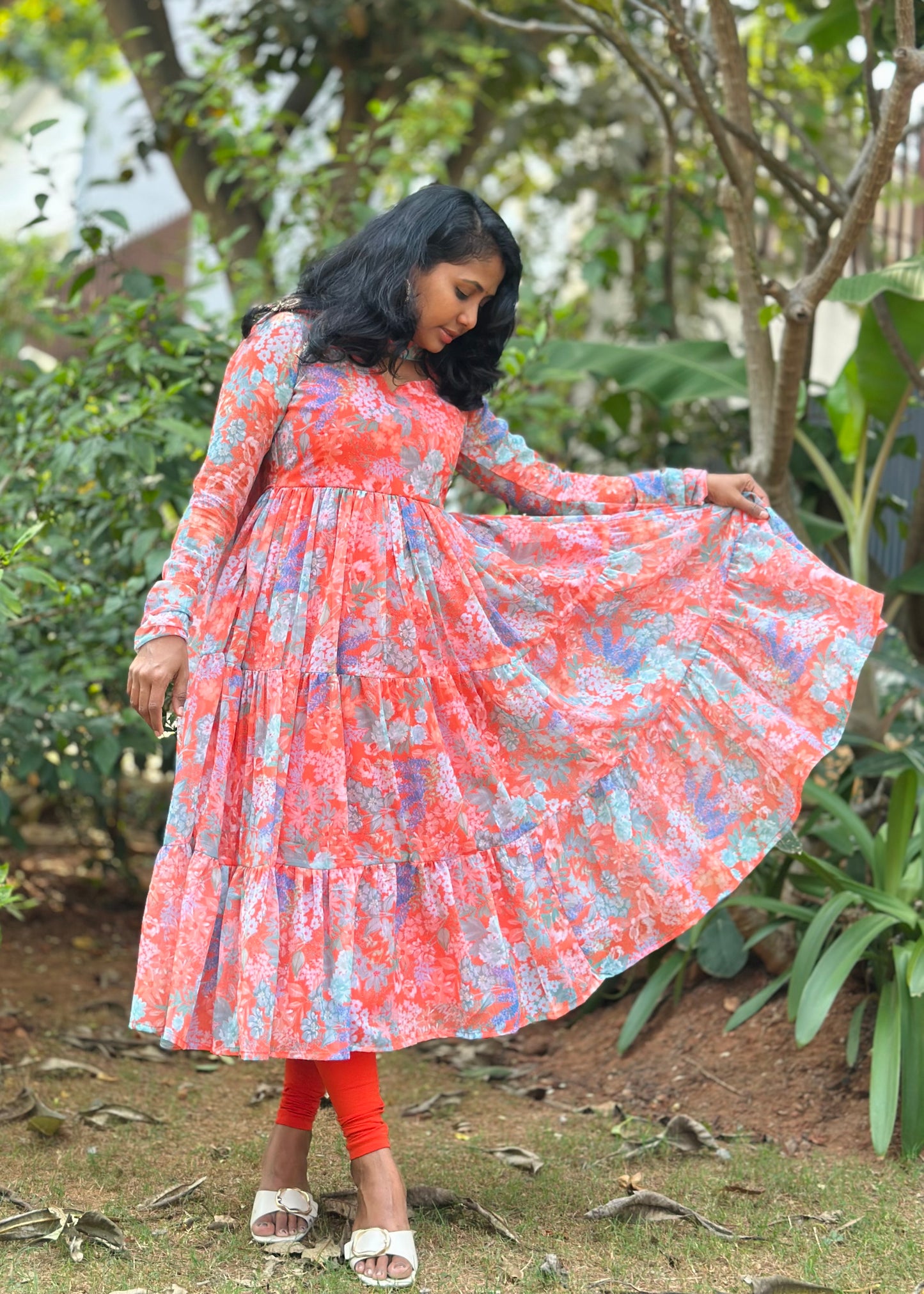 Nithya Tiered Anarkali Kurta & Dupatta Set