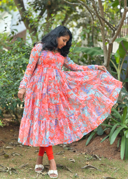 Nithya Tiered Anarkali Kurta & Dupatta Set